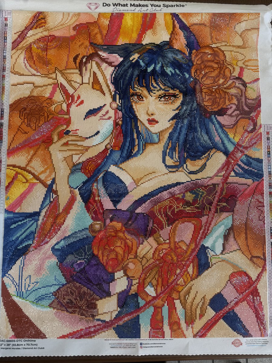 初ダイヤモンドアートクラブの鬼姫完成しました！！ 途中モチベ下がっ