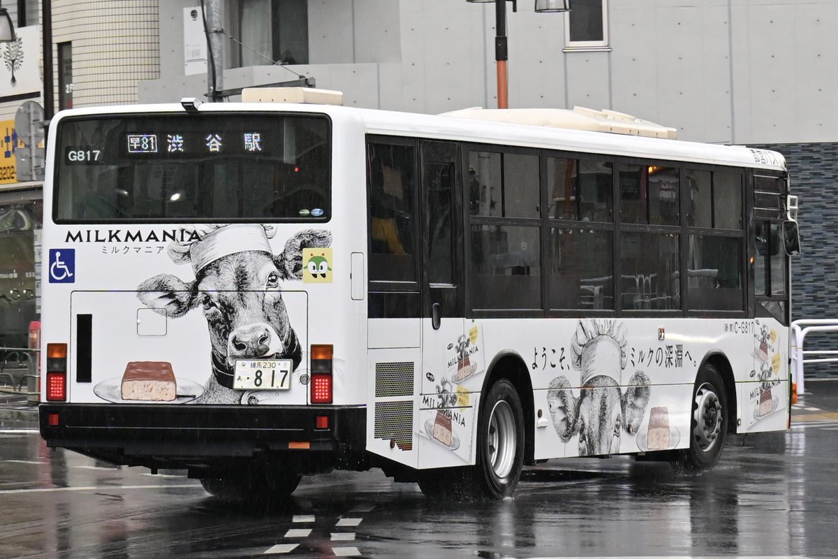 C-G817 有楽製菓 (ミルクマニア)ラッピング 本日より運行を開始してい