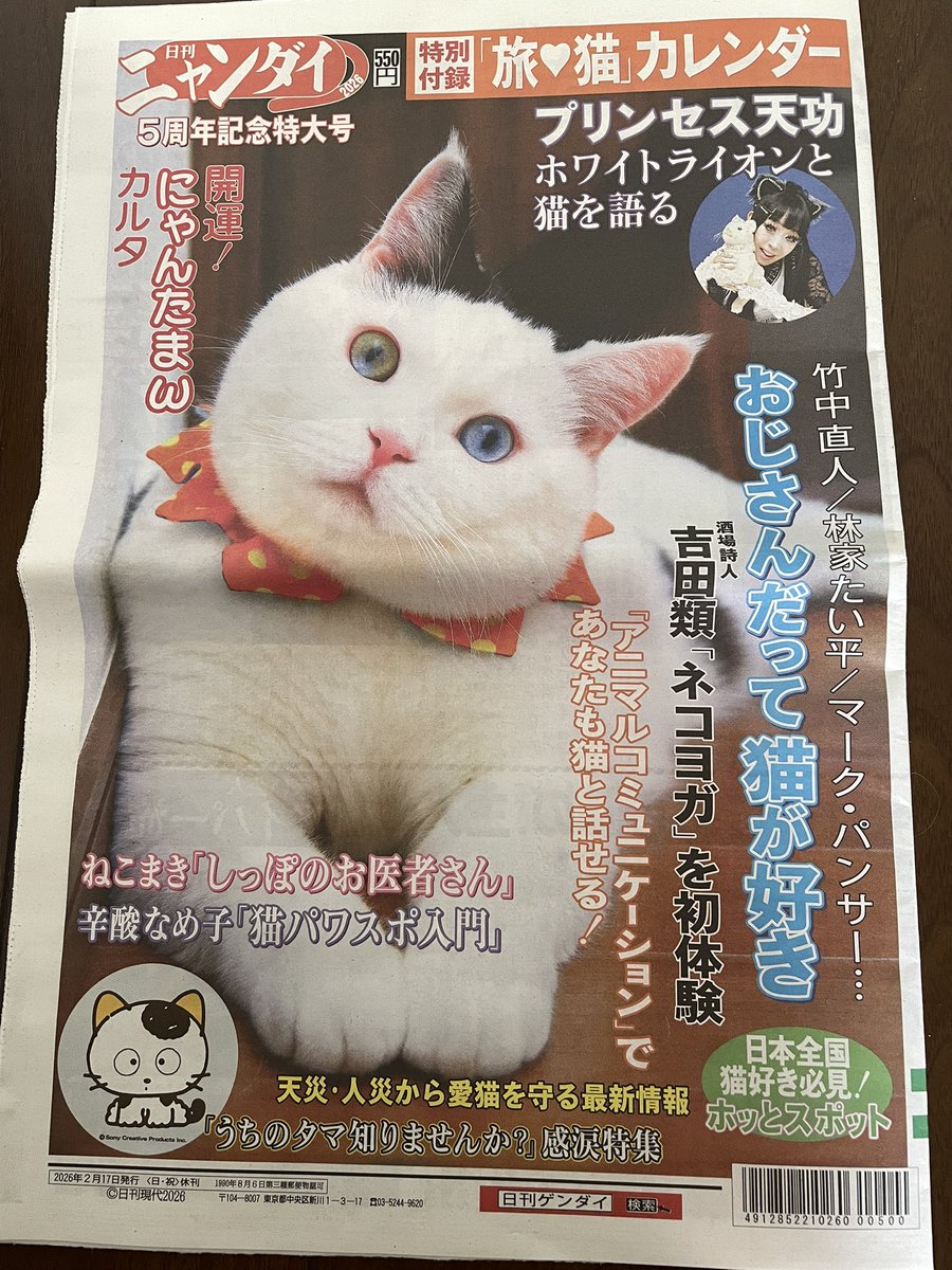 掲載】 2026年2月17日発売の日刊ゲンダイ出版『日刊ニャンダイ2026
