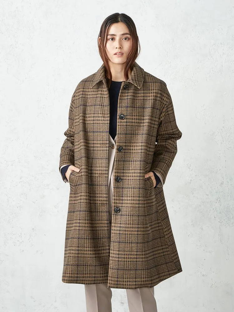 ステンカラーコート チェック ブラウン | P.S.FA公式通販