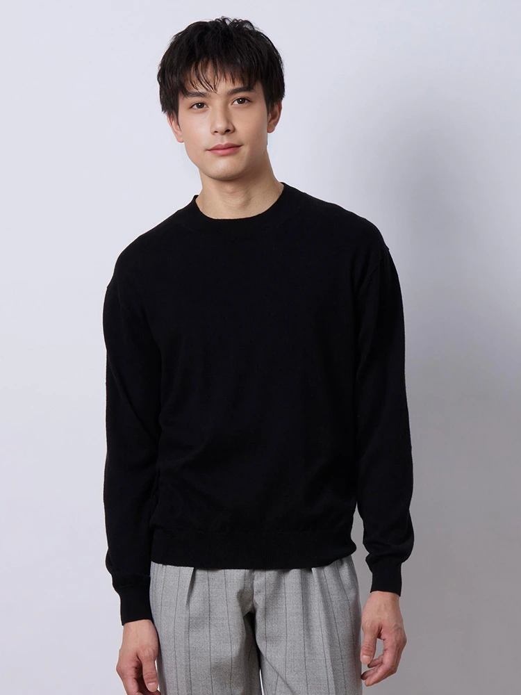 カシミア100% モックネック ニット ブラック FOREVER カシミヤ100