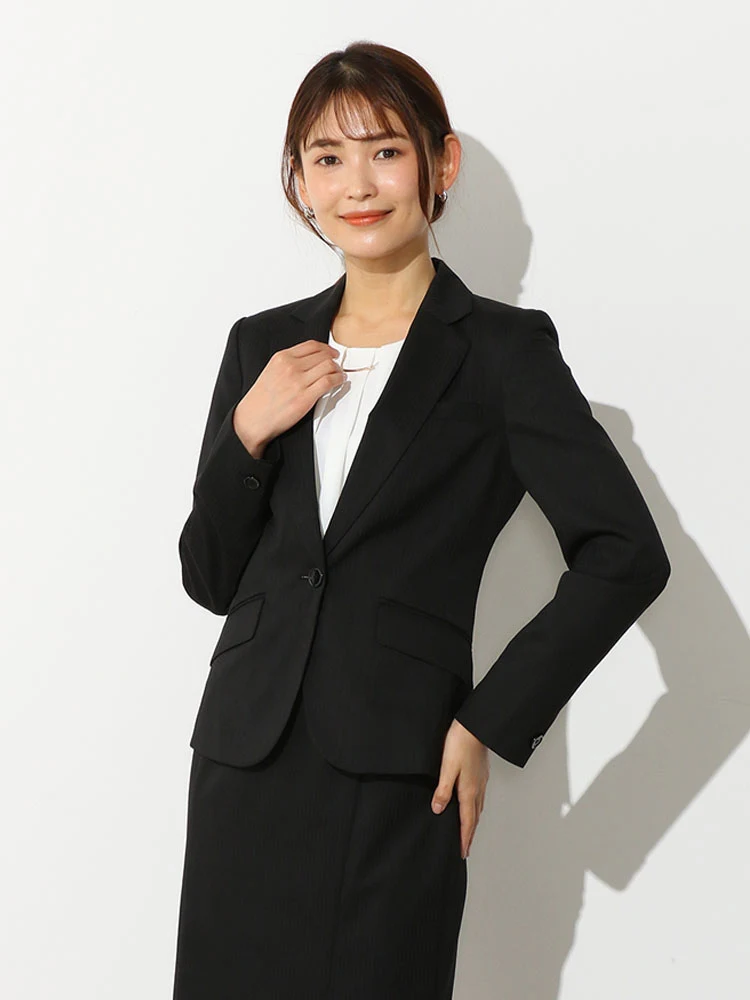 ブラック 最強スーツ ストレッチ ジャケット ストライプ グレー