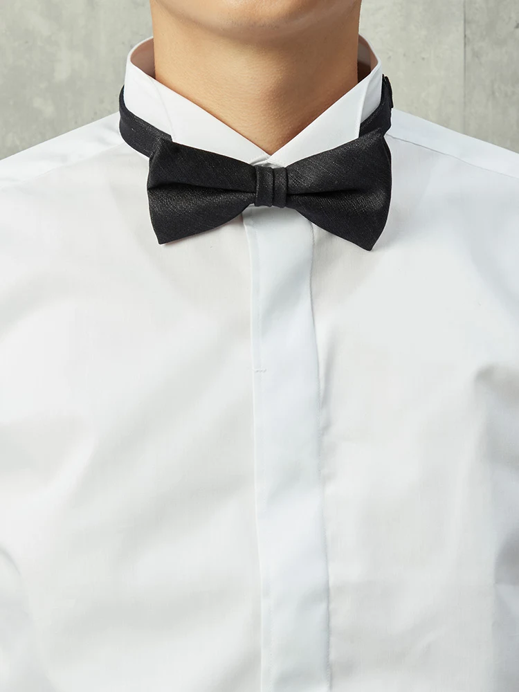 ブラック デニム調 蝶ネクタイ 国産ウールキュプラ ブラック | P.S.FA