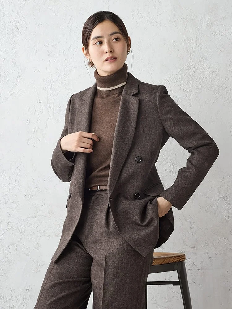 M．グレー ツイードラチネスーツ ダブルジャケット グレー/ブラウン