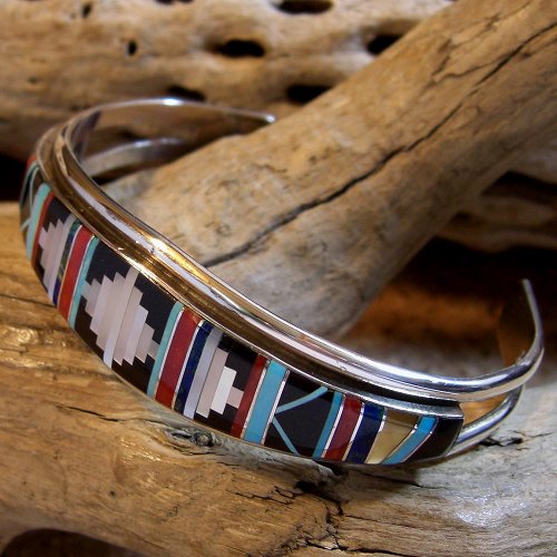 ズニ族：インレイ マルチストーン カフブレスレット - PINE☆FIELD