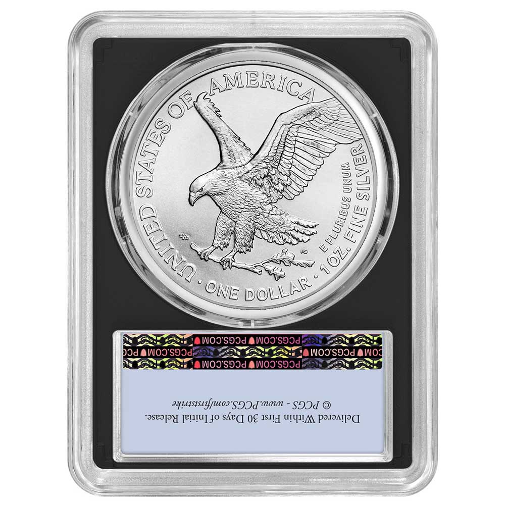 2024 $1 American Silver Eagle PCGS MS70 FS Flag Label Black Frame