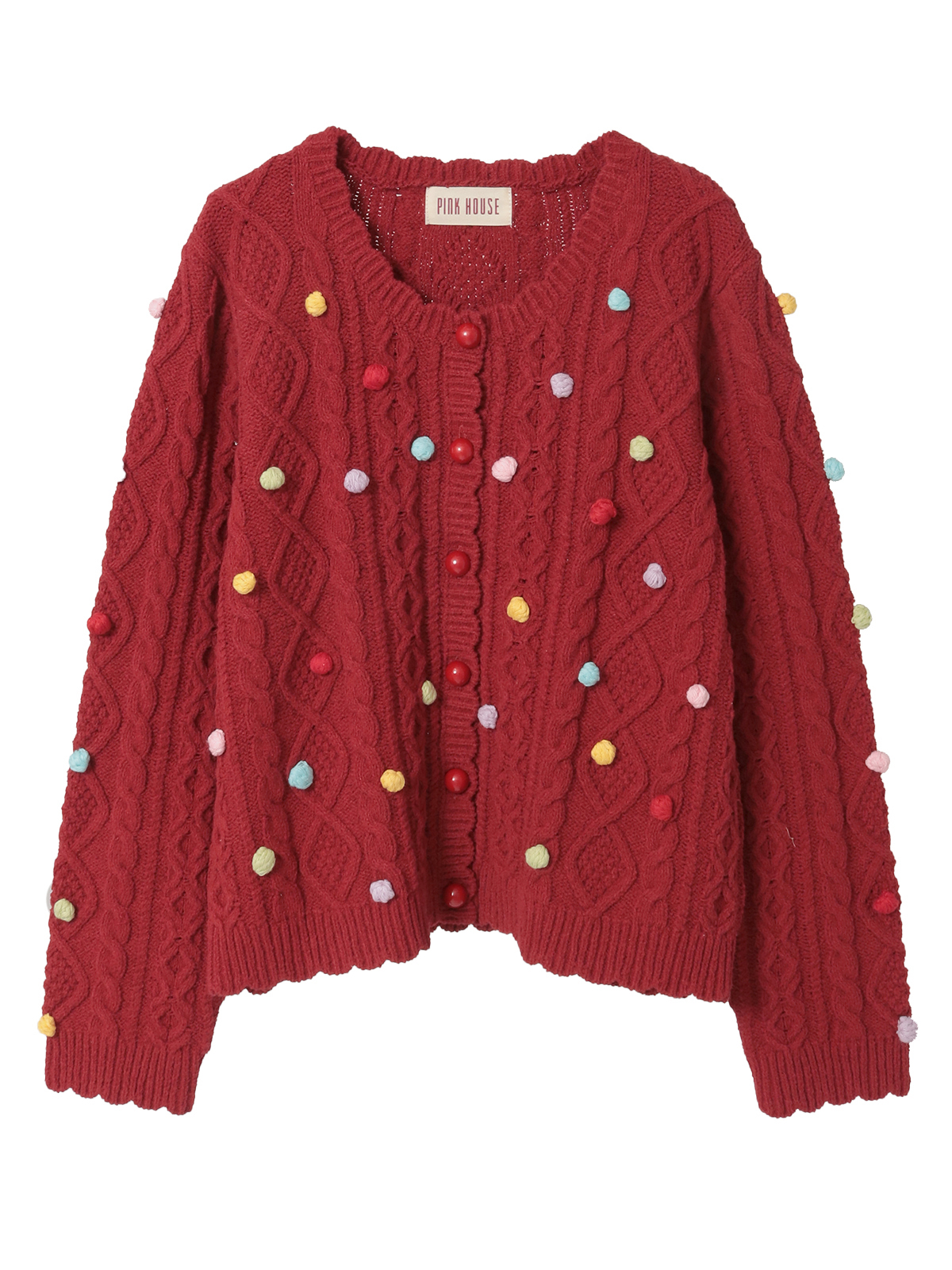 カラフルポップル付きニットカーディガン｜ピンクハウスオフィシャル