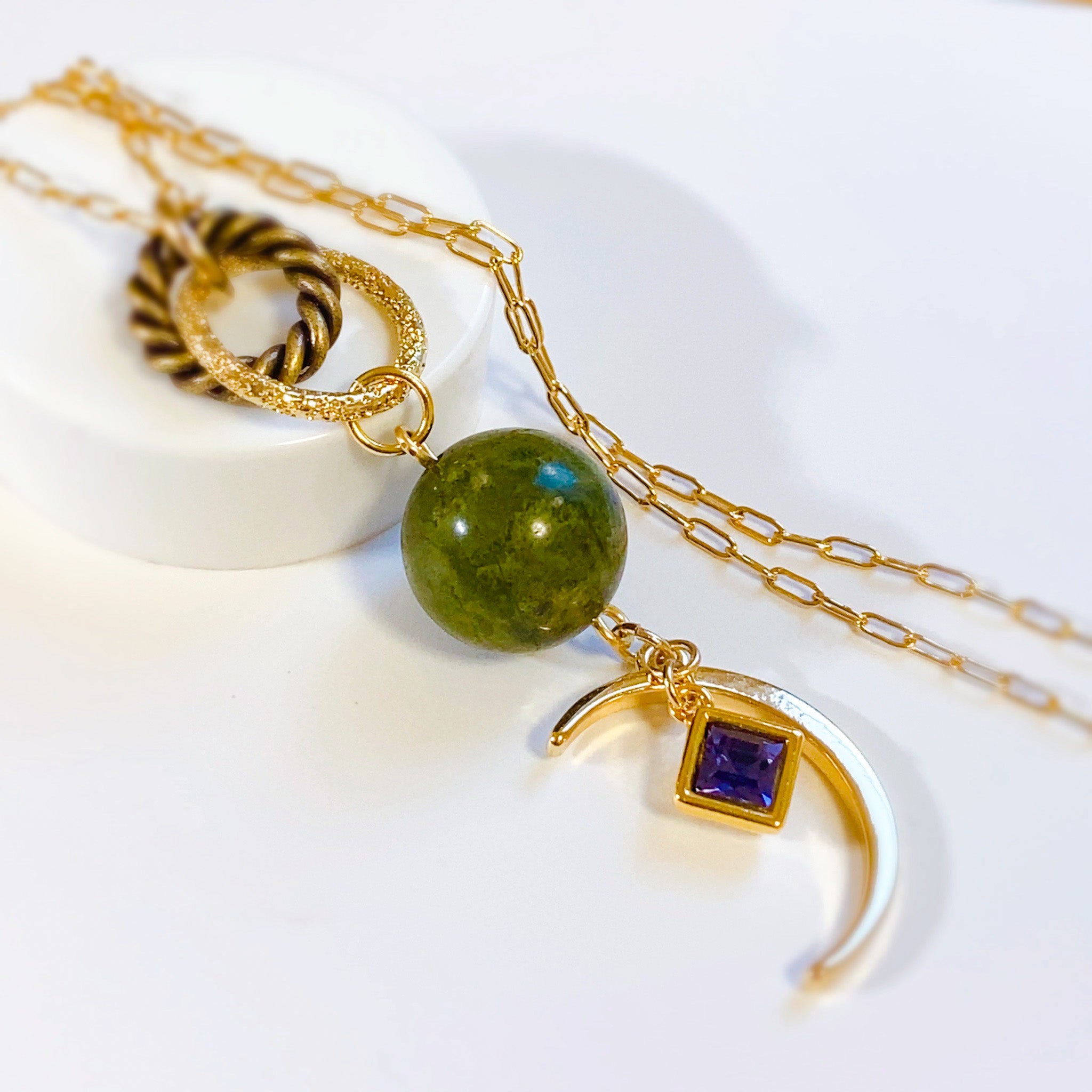 概念アクセサリー】ベネチアガラス&ダブルチャーム ネックレス