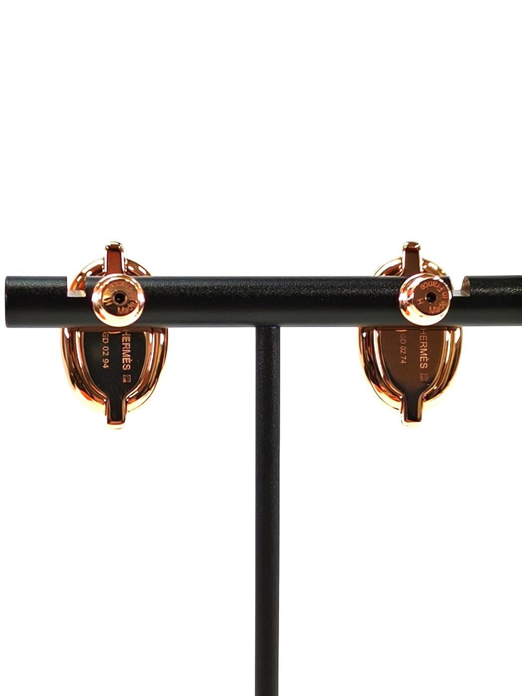 HERMES エルメス ミニ マイヨン ピアス ピンクゴールド×マロングラッセ