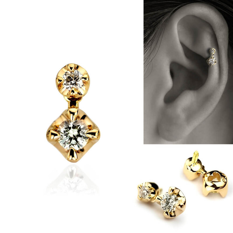 揺れる ボディピアス│天然ダイヤモンドが揺れるボディピアス│K10