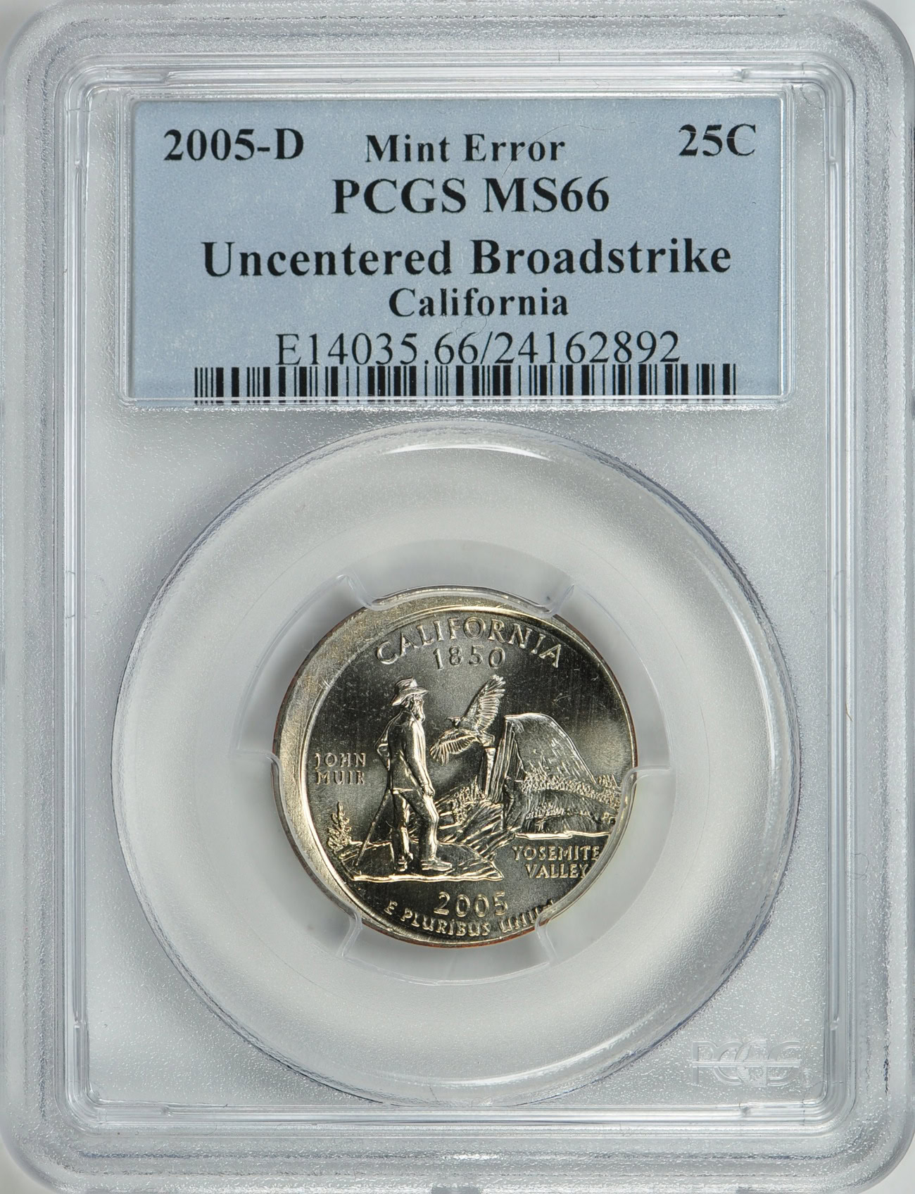 Mint Error 2005-D State Quarter California Uncentered Broadstrike