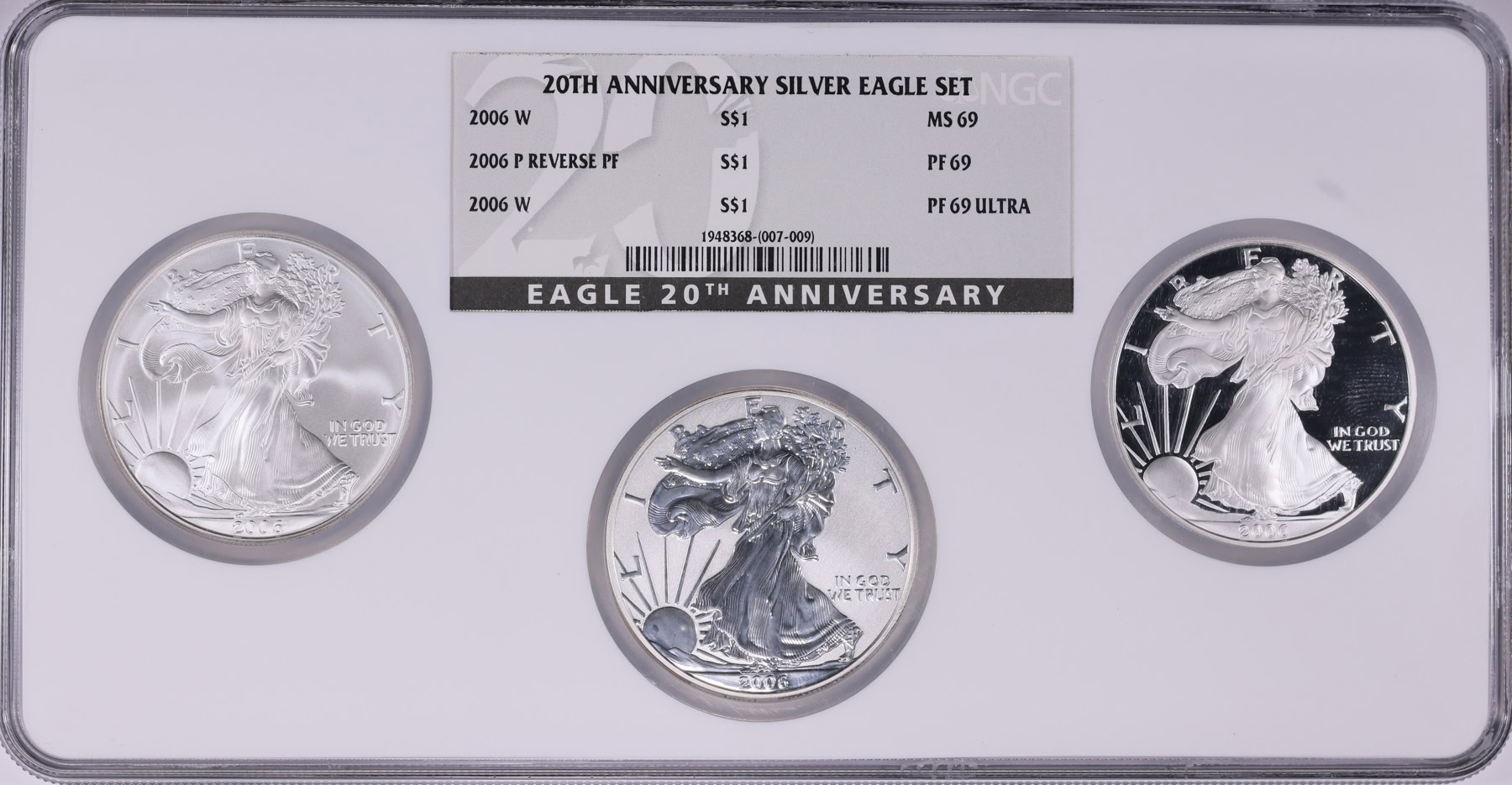 2006 20th Anniversary Set Silver Eagles Including Reverse Proof