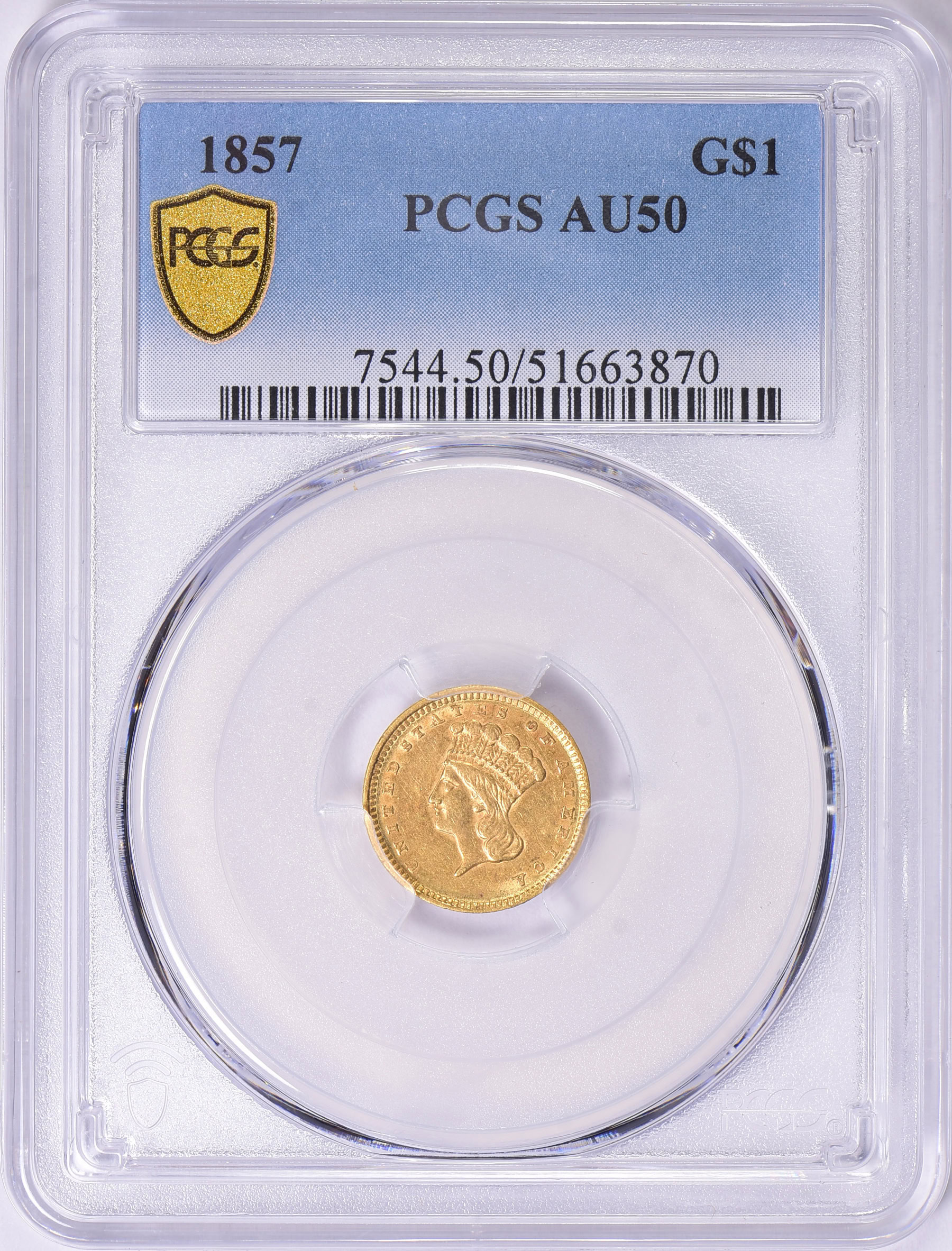 1857 Indian Princess Gold Dollar PCGS AU-50 (Item 2045438