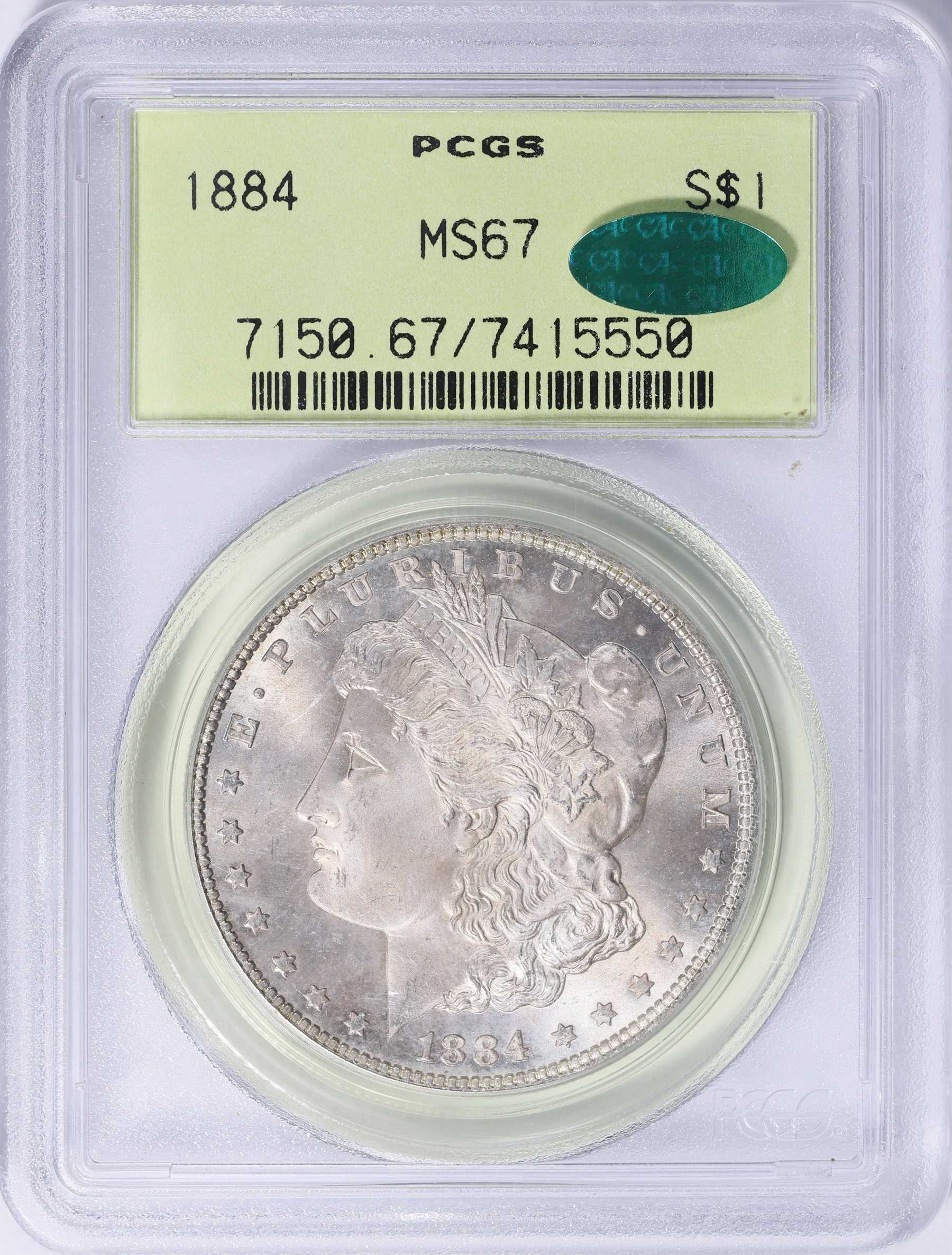 1884 Morgan Silver Dollar PCGS MS-67 (CAC Green) OGH (Item 2084052