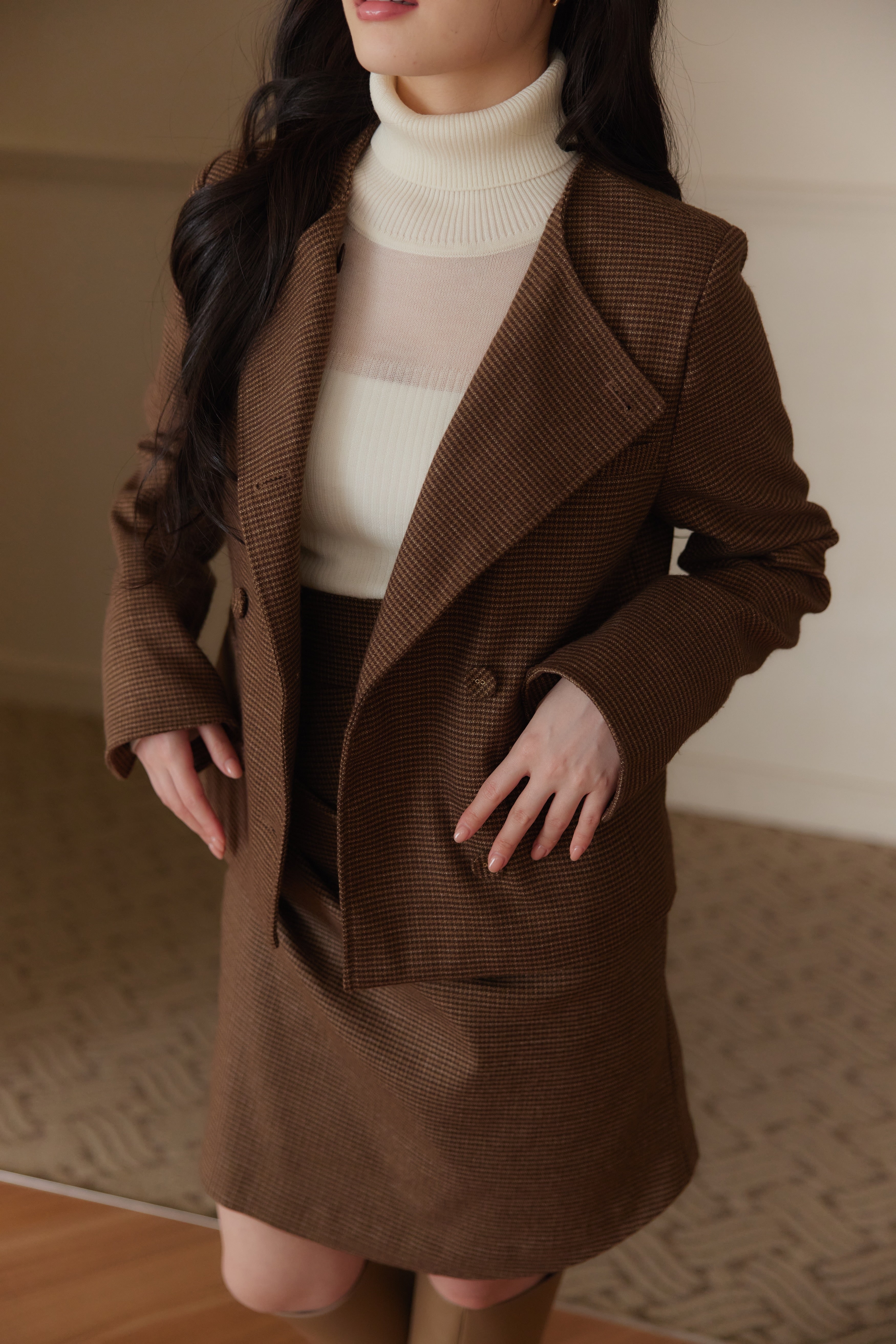 クラシカルチェックタックドレープスカート – poláura OFFICIAL ONLINE