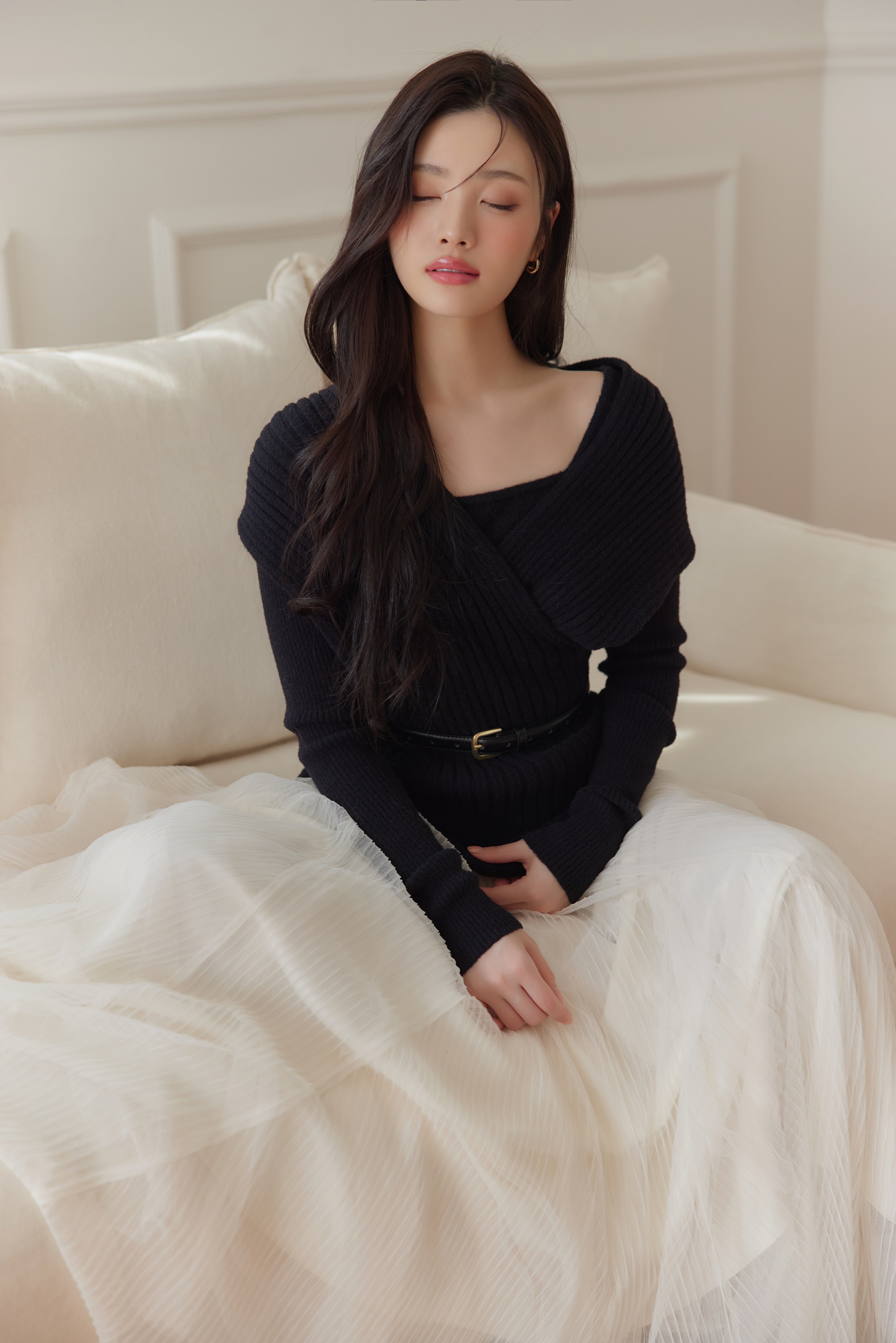 ベルトセットカシュクールオフショルダーニット – poláura OFFICIAL