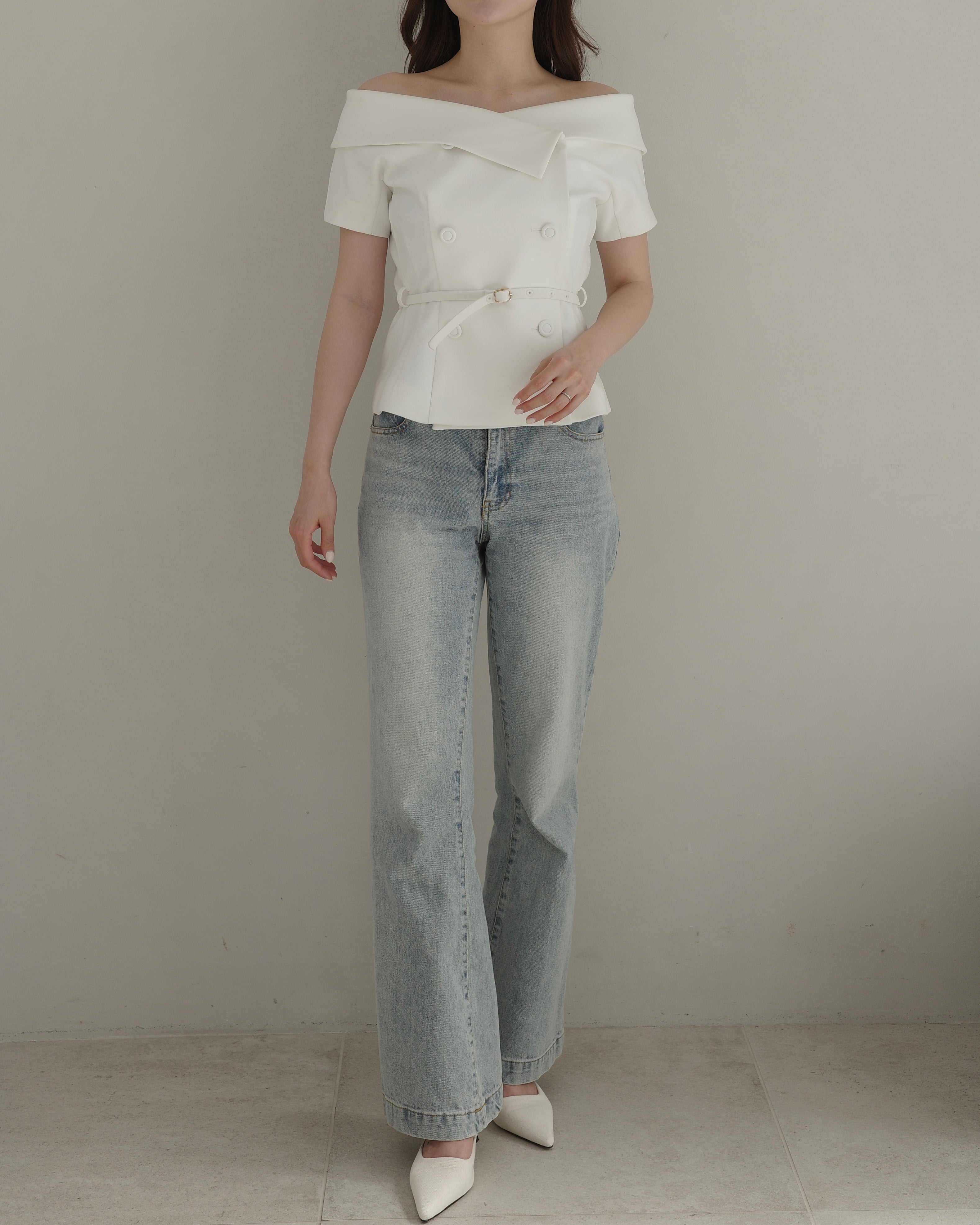 オフショルカラーダブルボタンジャケット – poláura OFFICIAL ONLINE STORE