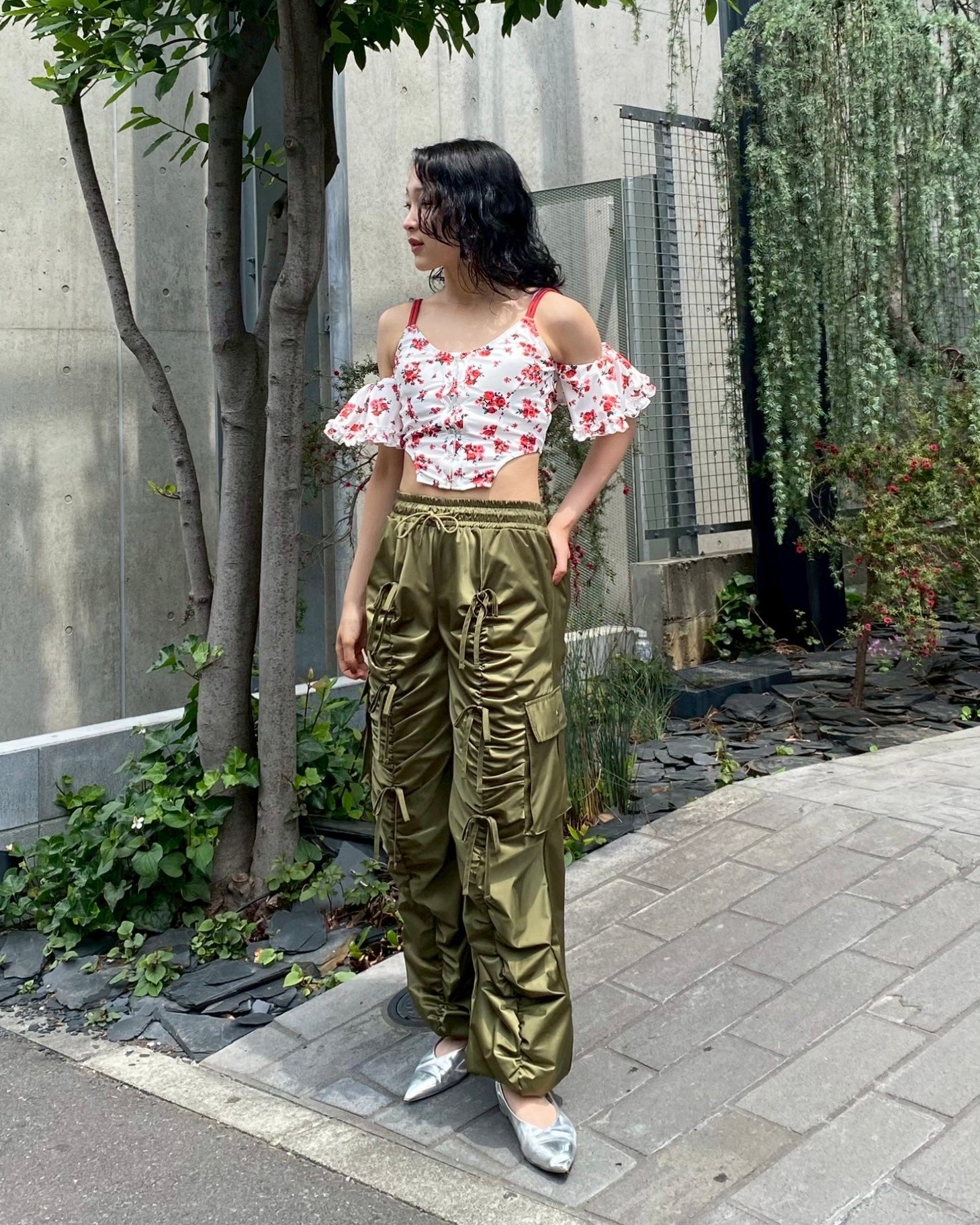Red bouquet ribbon bikini