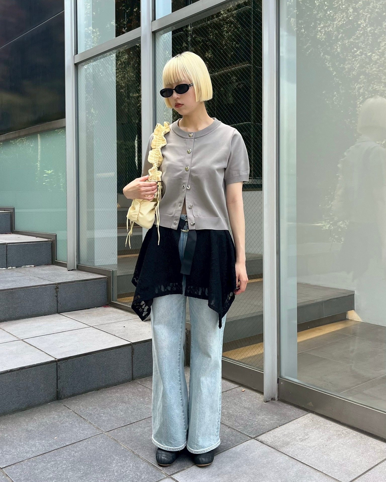 Lace draped wrap skirt (black)