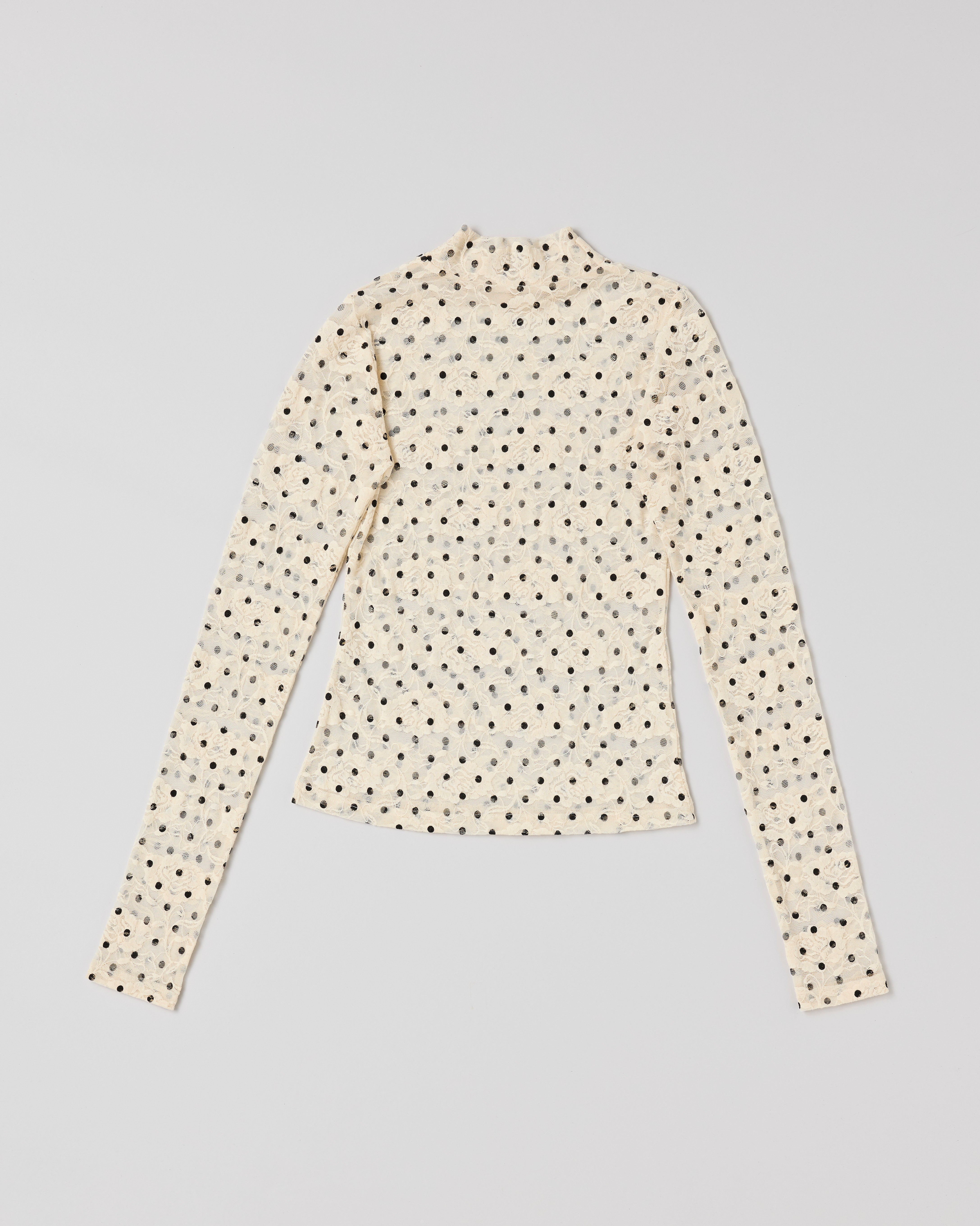 Dot lace see-through top (high neck)