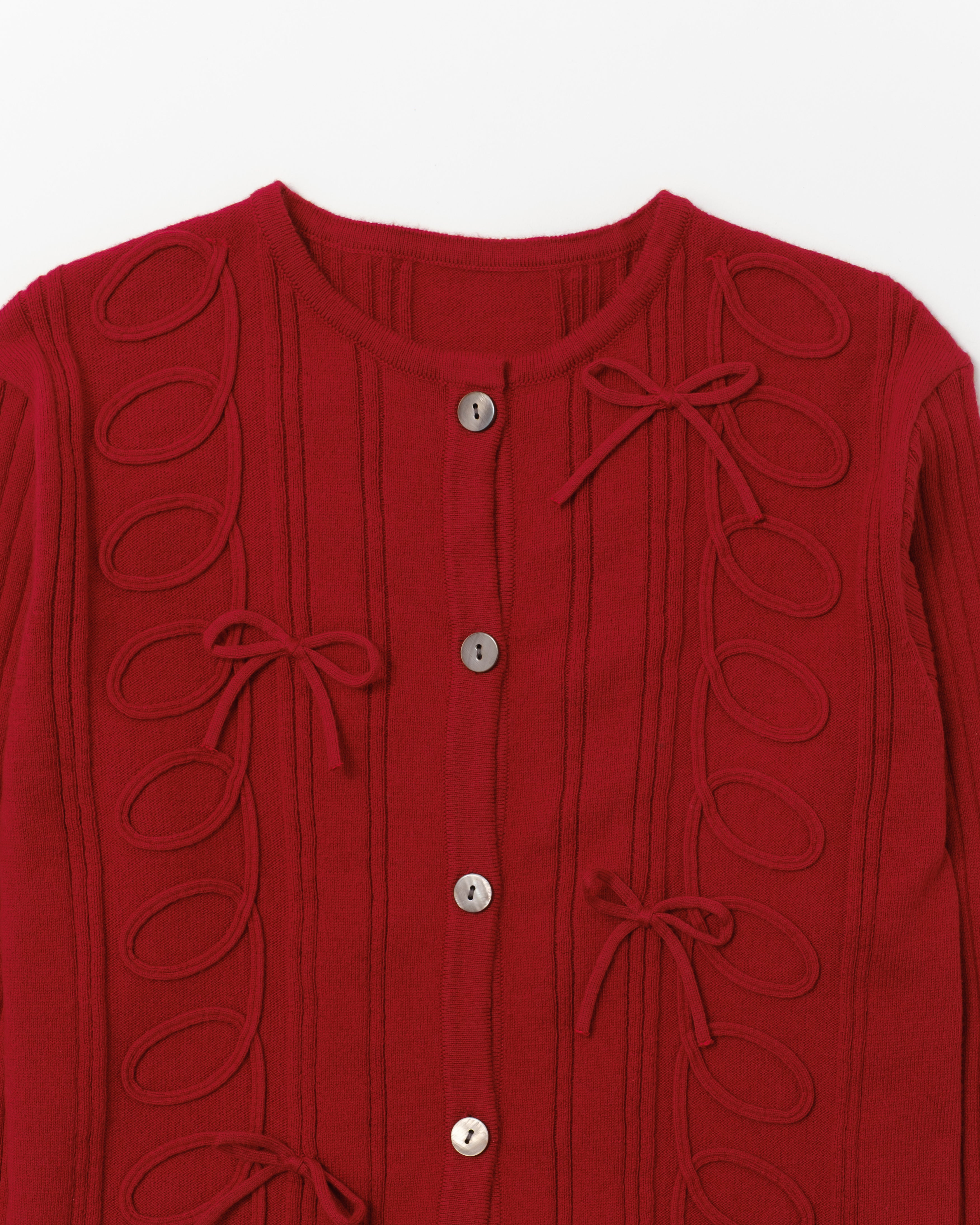 Kurukuru ribbon rib knit cardigan