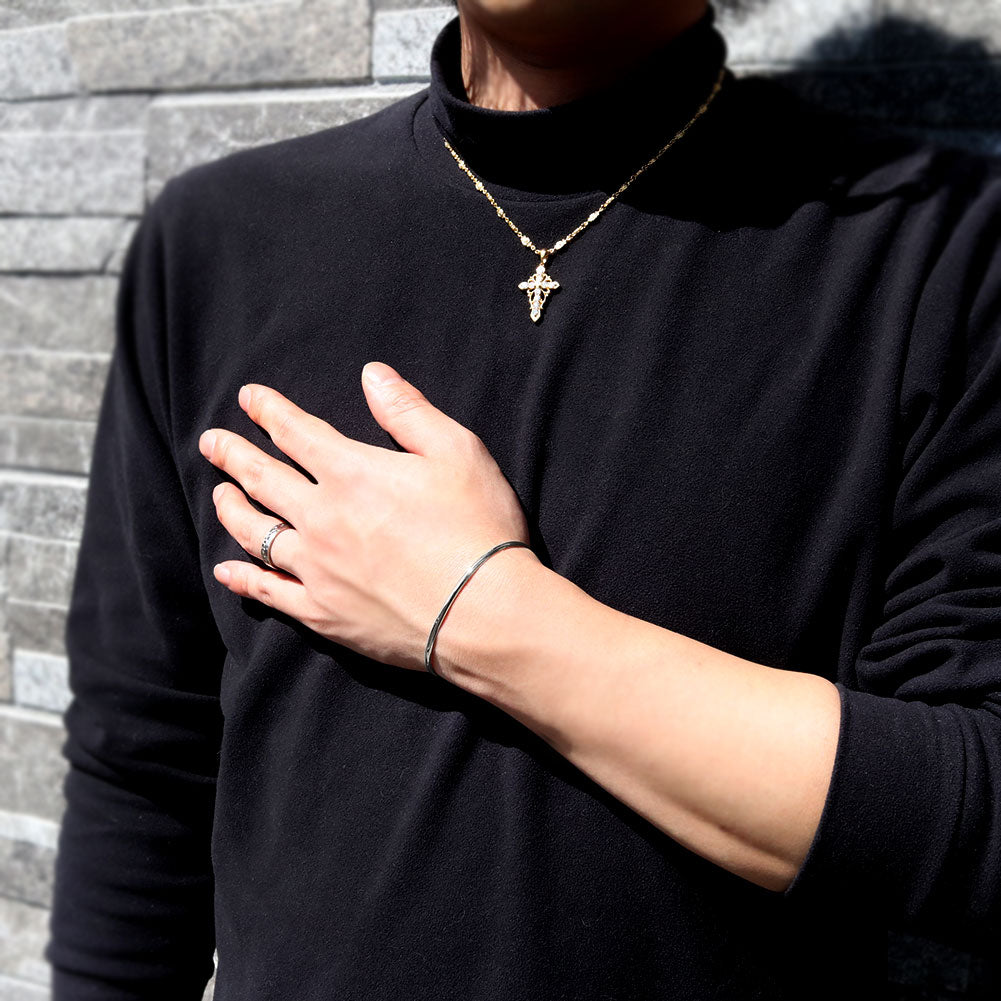 バングル メンズ 細い シルバー 10金 18金 プラチナ シンプル