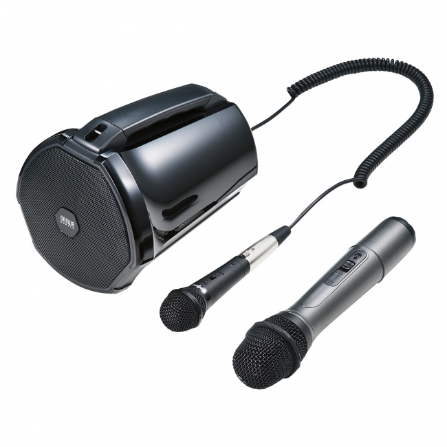 会議やイベントなどで手軽に肩にかけて使用できる、有線マイク