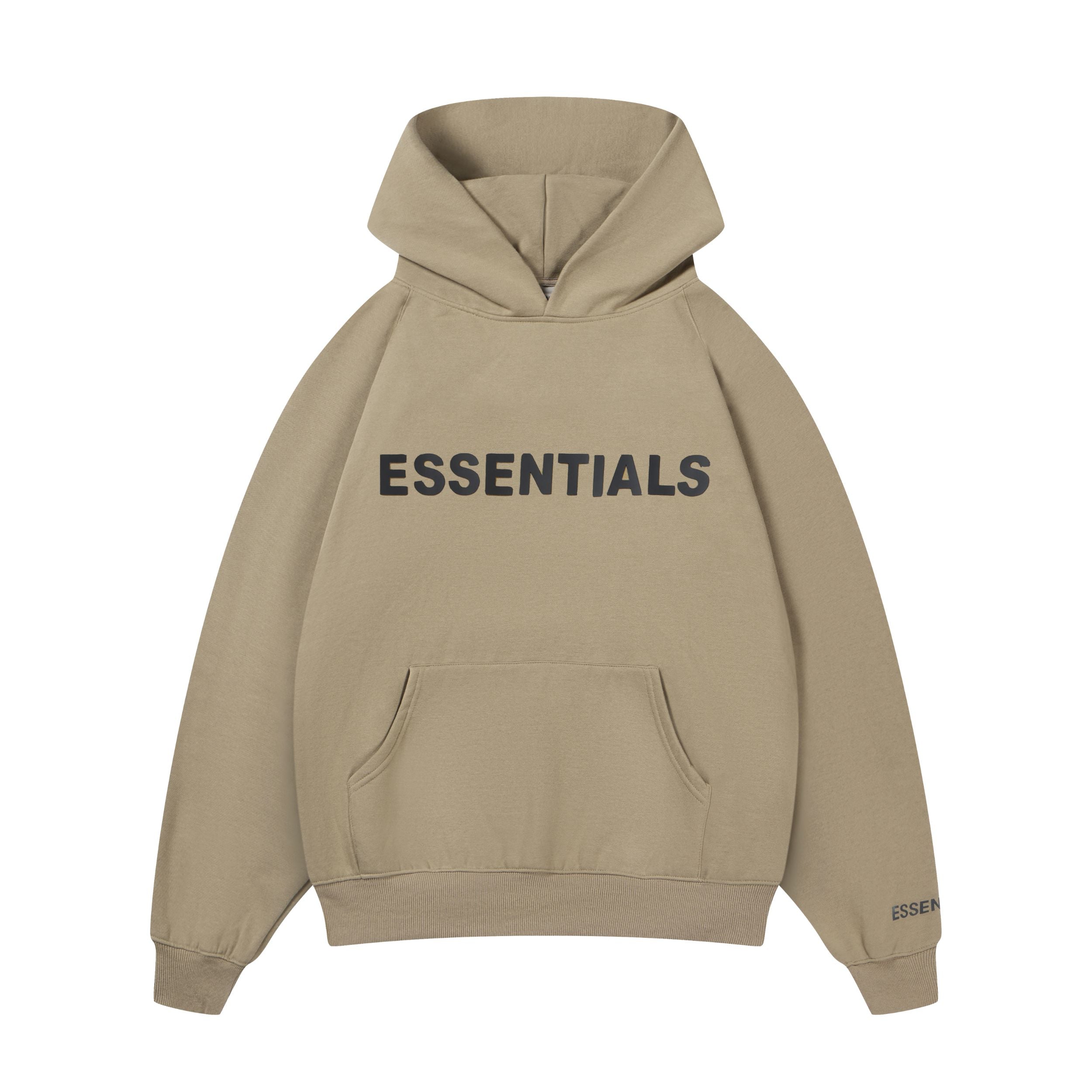Essentials Hoodie - Cream Oversized Long-Sleeve Pullover Unisex