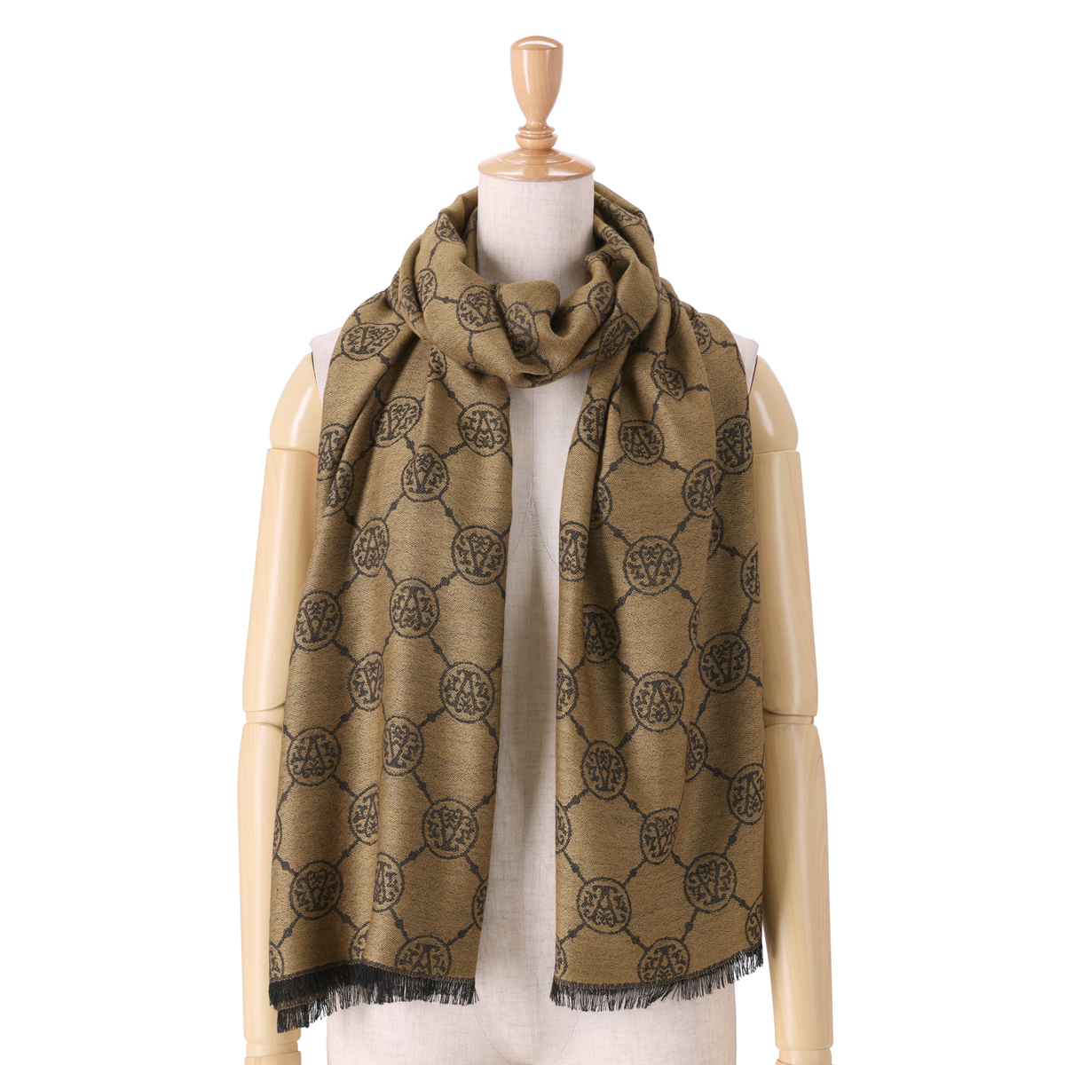 Anne Coquine カシミヤモノグラムジャガードストール アンコキーヌ