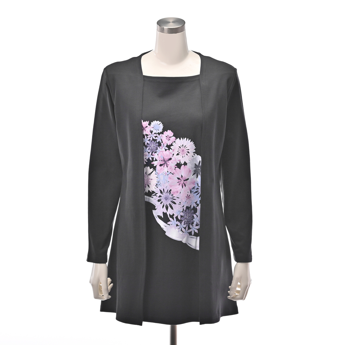 FairyStyle フラワー 長袖フェイクカーディガンチュニック Fairy Style