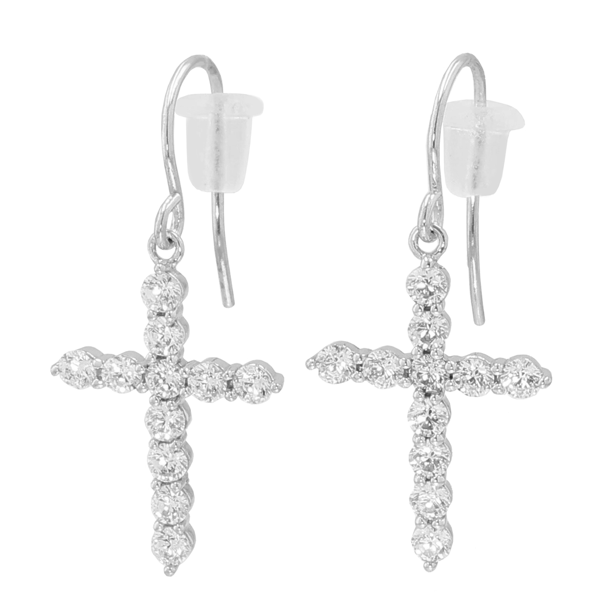 DIAMONIQUE シルバー925 クロスフックピアス計0.66ct ダイヤモニーク