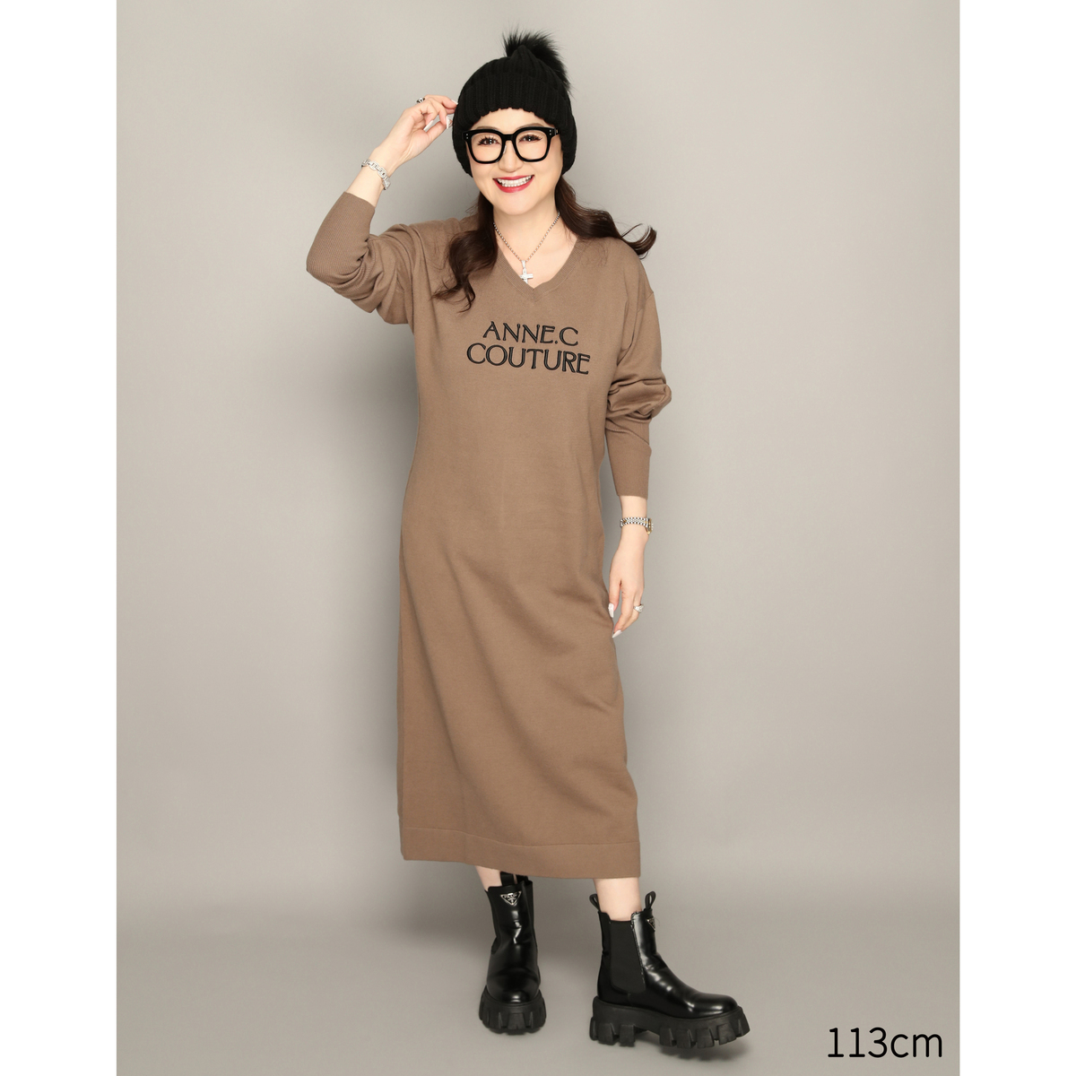 Anne Coquine選べる着丈コアスパンヤーンニットワンピース