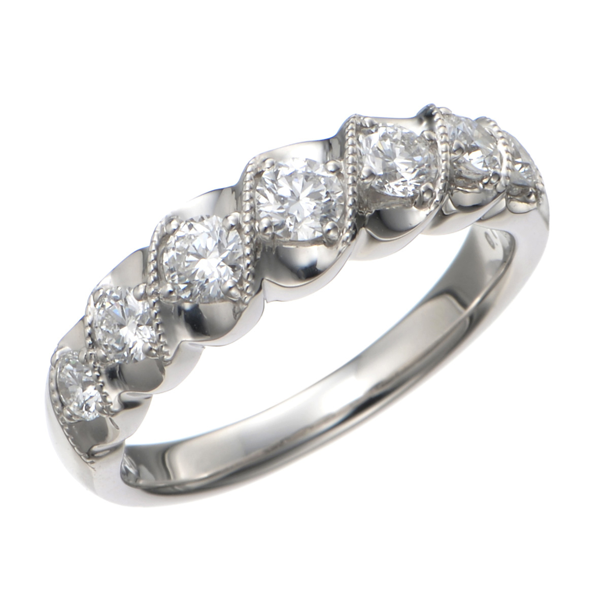 PT900 Dカラーダイヤモンド デザインリング 計0.7ctUP D color Diamond