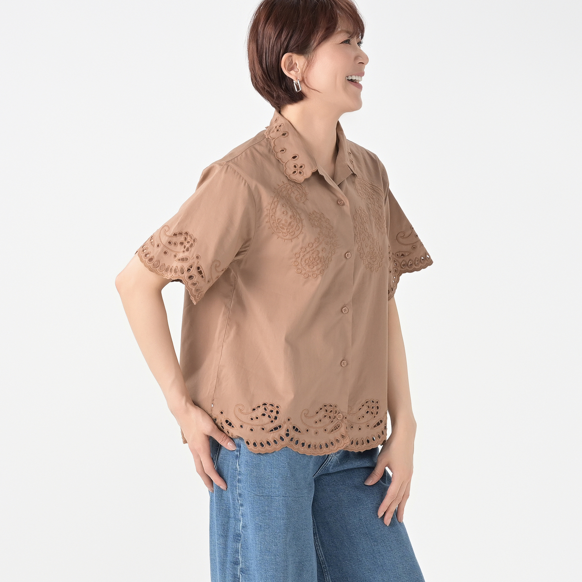 GRC スカラップ刺繍シャツ ギブリコレクション（Give Re Collection