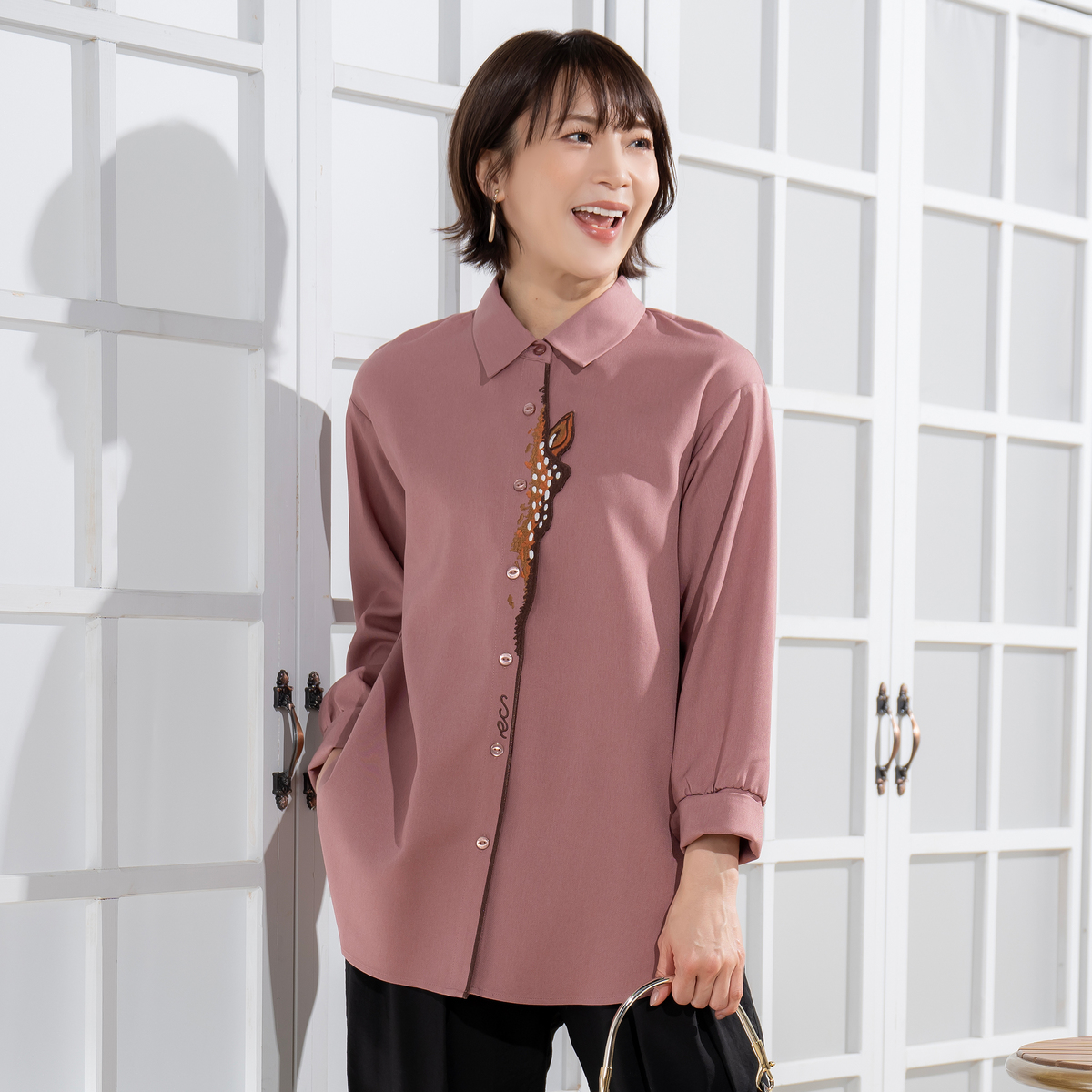 calma 子鹿刺繍 シャツチュニック エスパスデカルマ（espace de calma