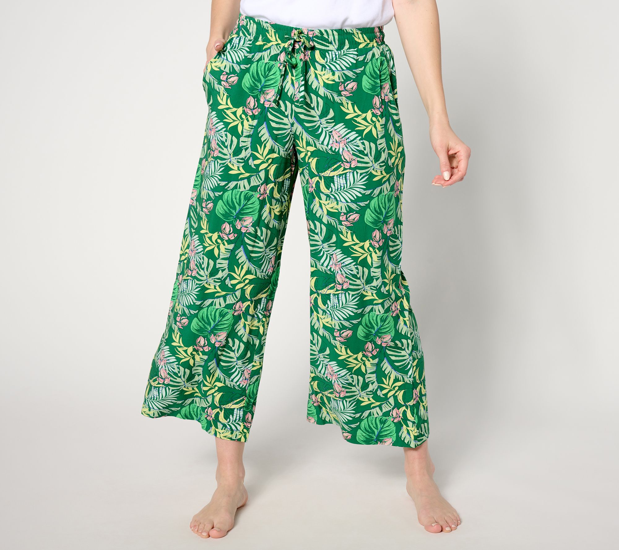MUK LUKS Dream Weave Wide Leg Cropped Lounge Pant - QVC.com