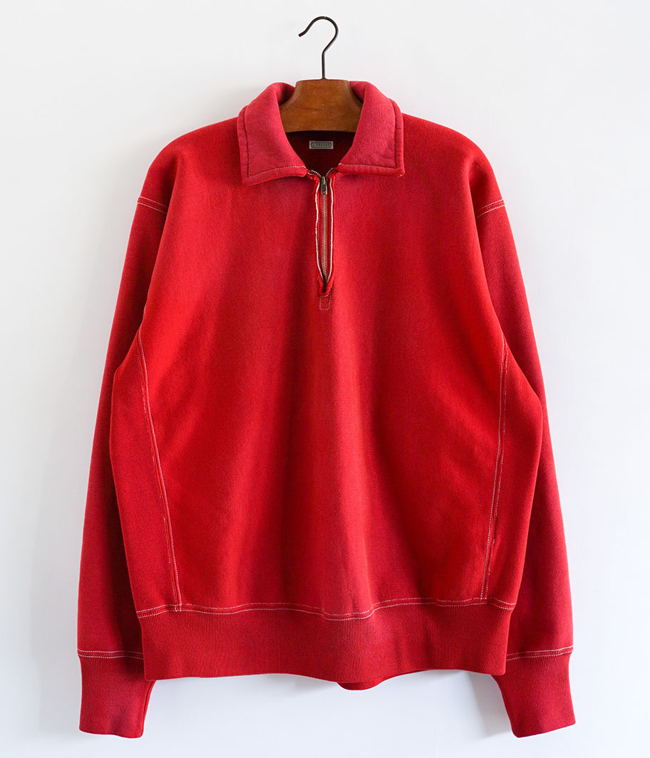 A.PRESSE Vintage Half Zip Sweatshirt [RED] - Fresh Service
