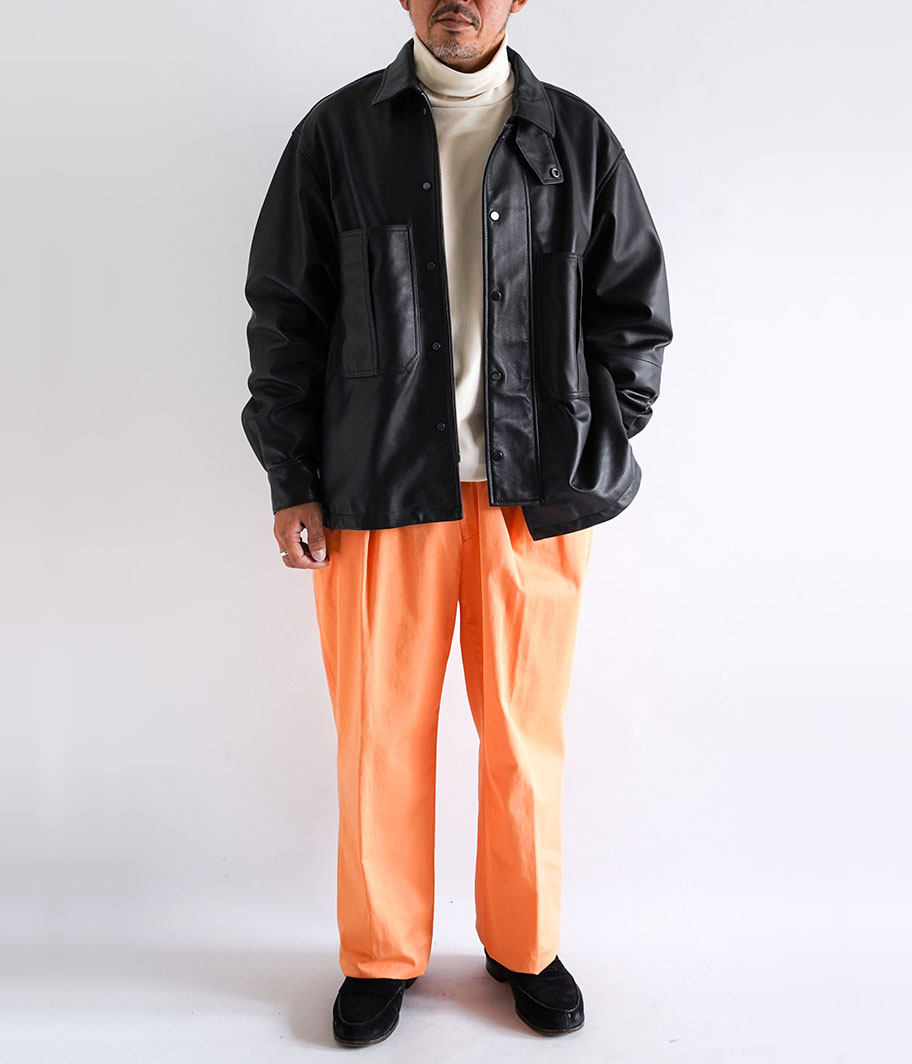 CCU 'THOMAS' COVERALL SHIRTS JACKET [SHEEP SKIN / BLACK] - Fresh