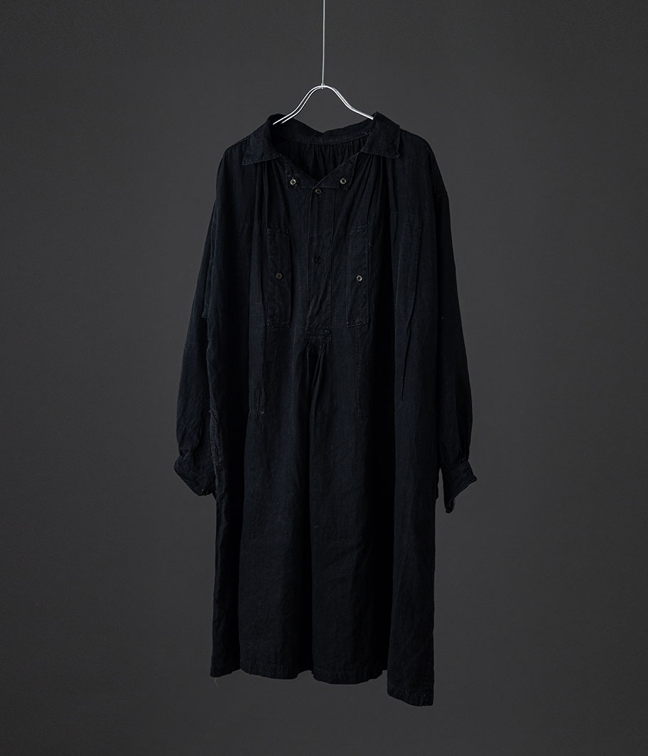 30'S ブラックリネンフレンチワークスモック - Fresh Service