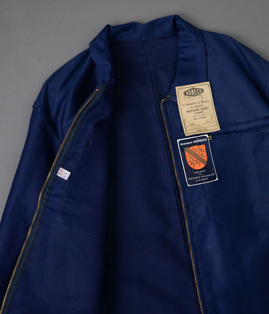 60's KONECO ブルーモールスキンフレンチワークジャケット［Dead Stock