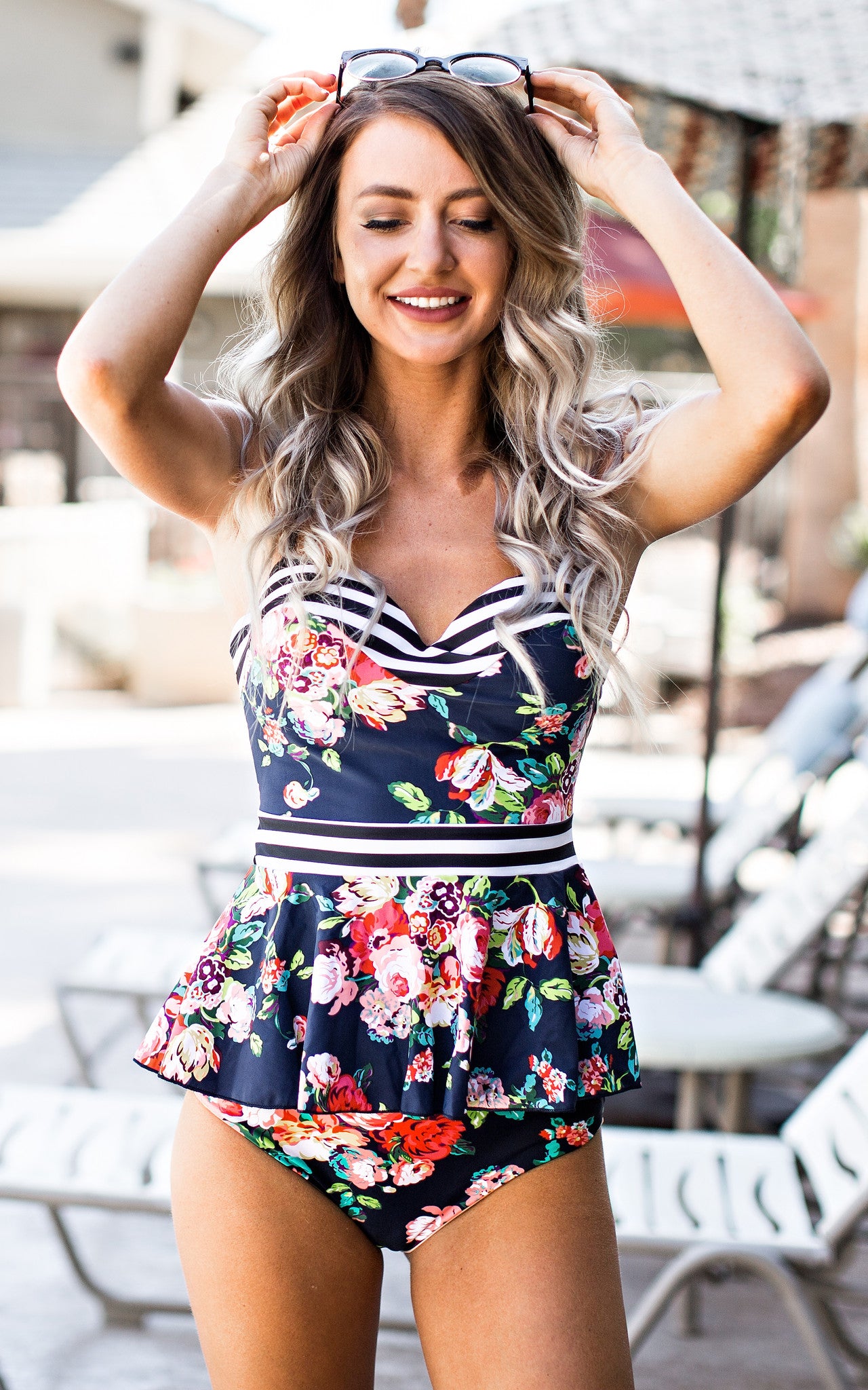 Breanne - Floral Peplum Swimsuit - $20 – Rad Swim