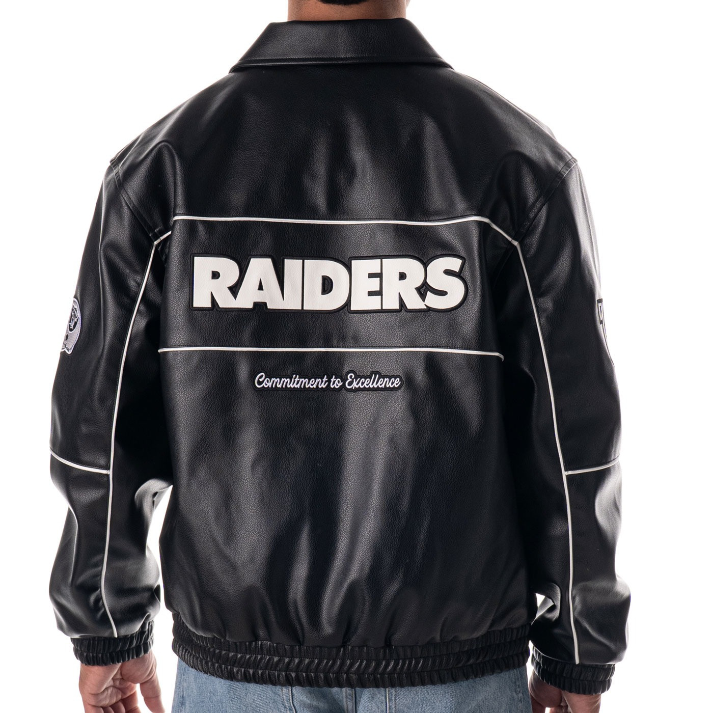 UNISEX RAIDERS FAUX LEATHER RACING JACKET