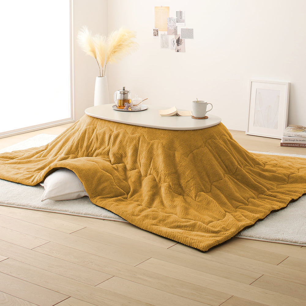 オーバル型 折りたたみ式 こたつ2点セット(こたつテーブル+掛け布団