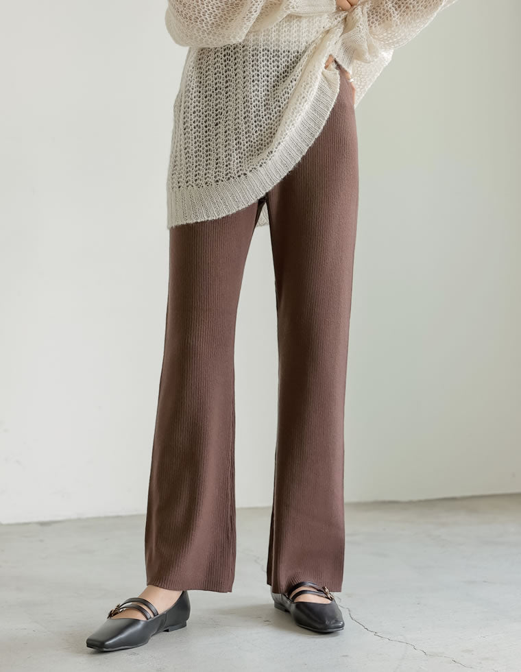 リブニットスリムフレアパンツ - パンツ通販 | 人気レディース