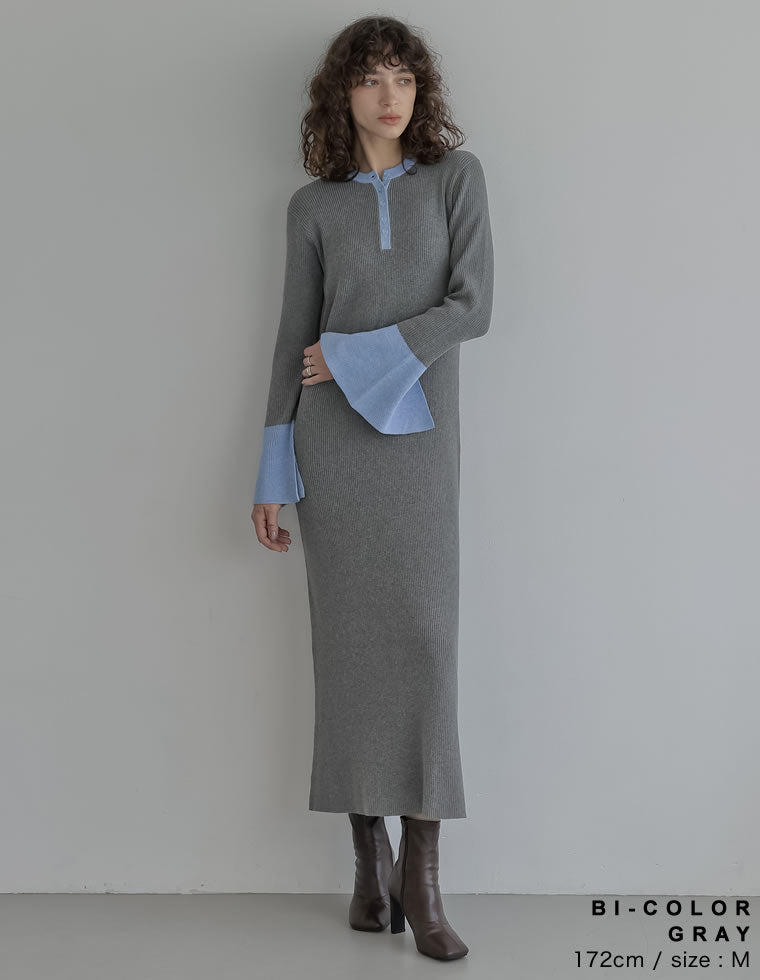 フレアスリーブリブニットワンピース - ワンピース通販 | 人気