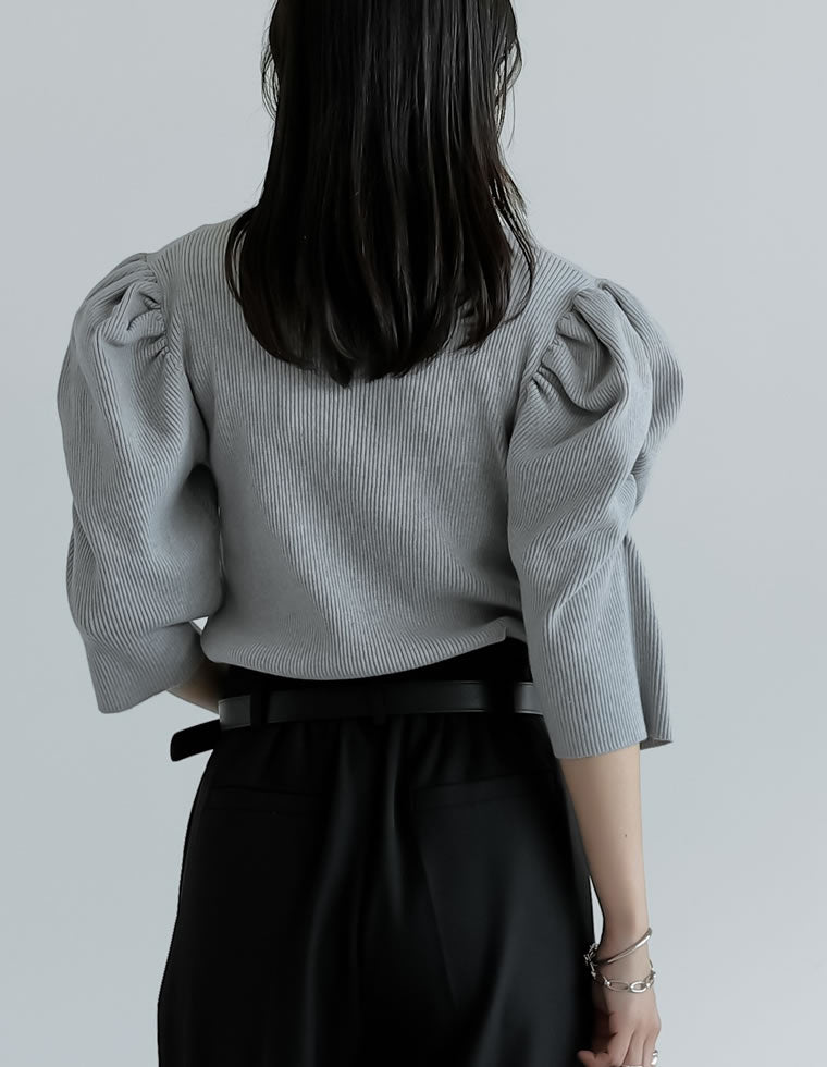 パフスリーブ半袖ニットトップス - トップス通販 | 人気レディース