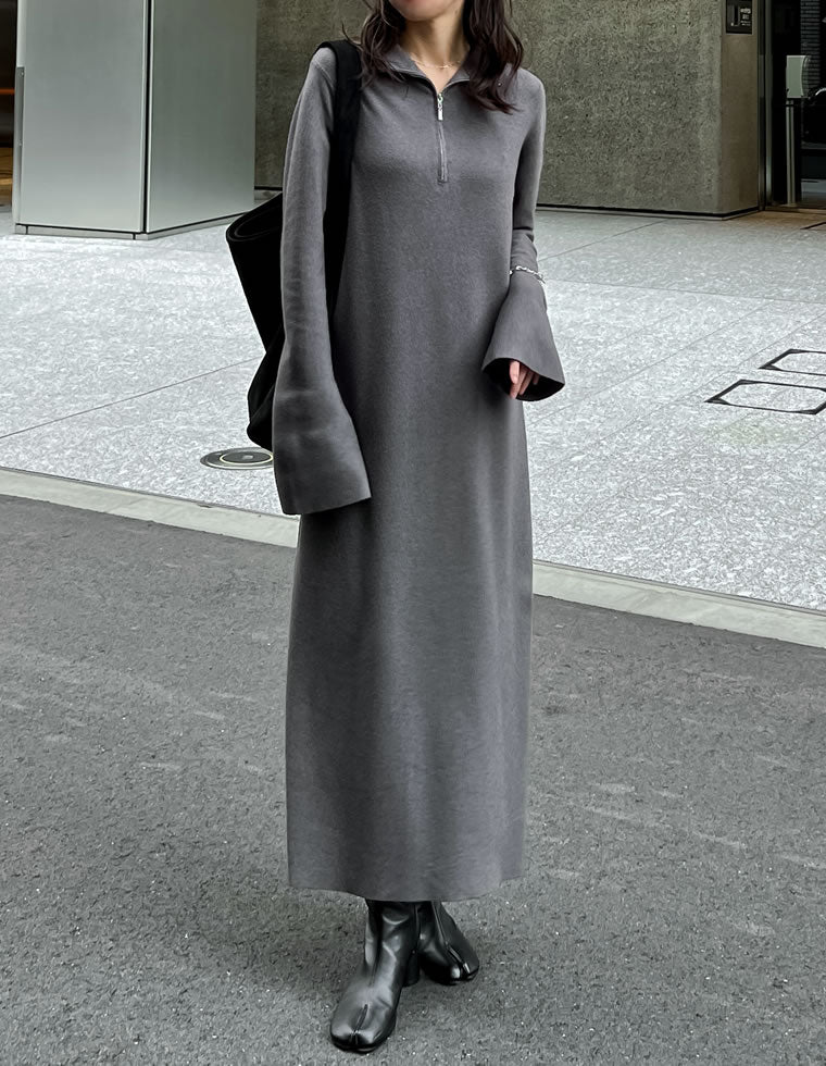 ミラノリブハーフジップニットワンピース - ワンピース通販 | 人気