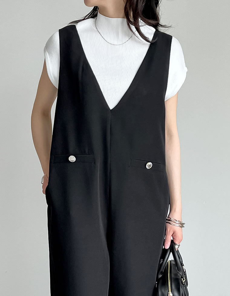 深Vネック金ボタンオールインワン - オールインワン通販 | 人気