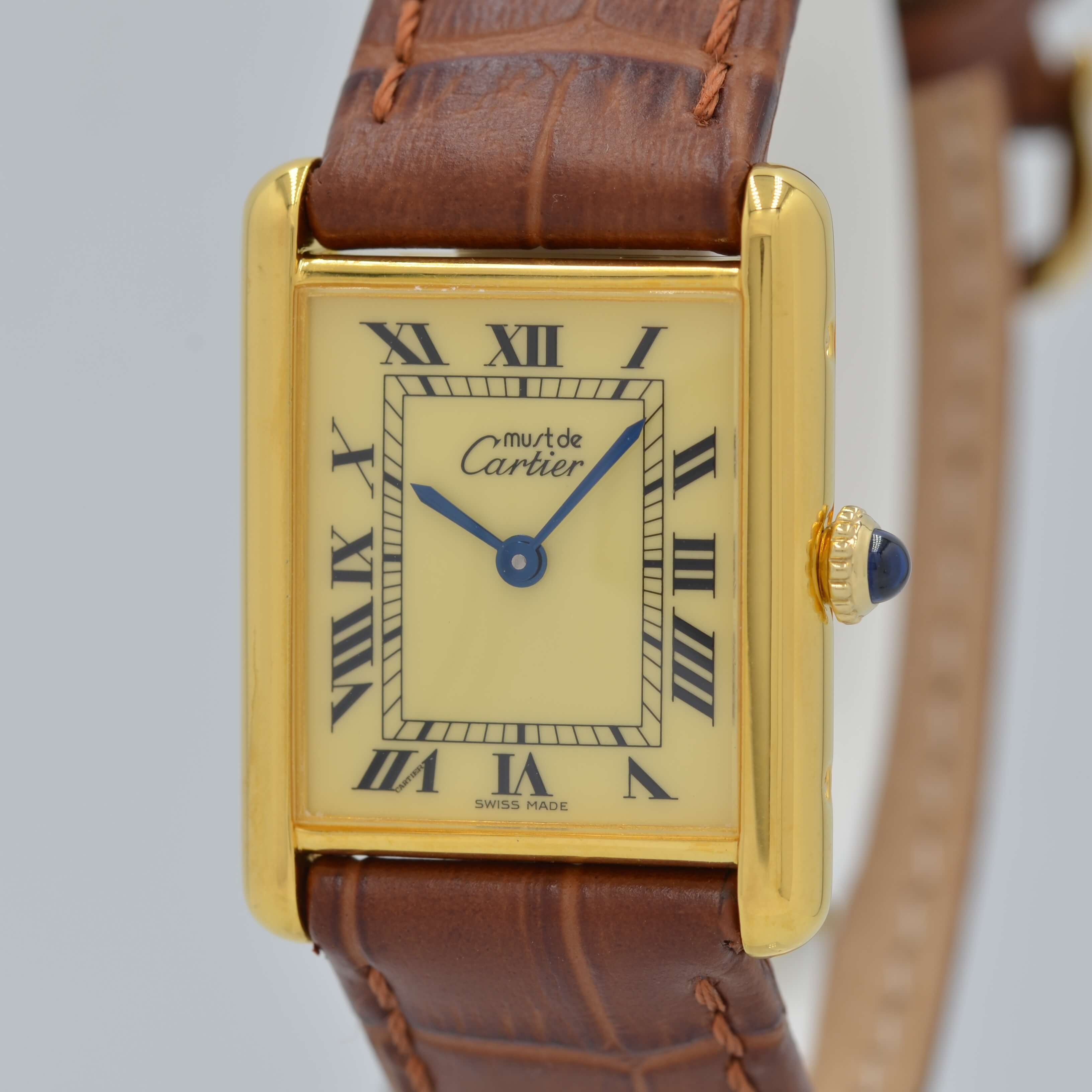 Cartier】カルティエ マストタンク LM手巻きアイボリーローマ 永久