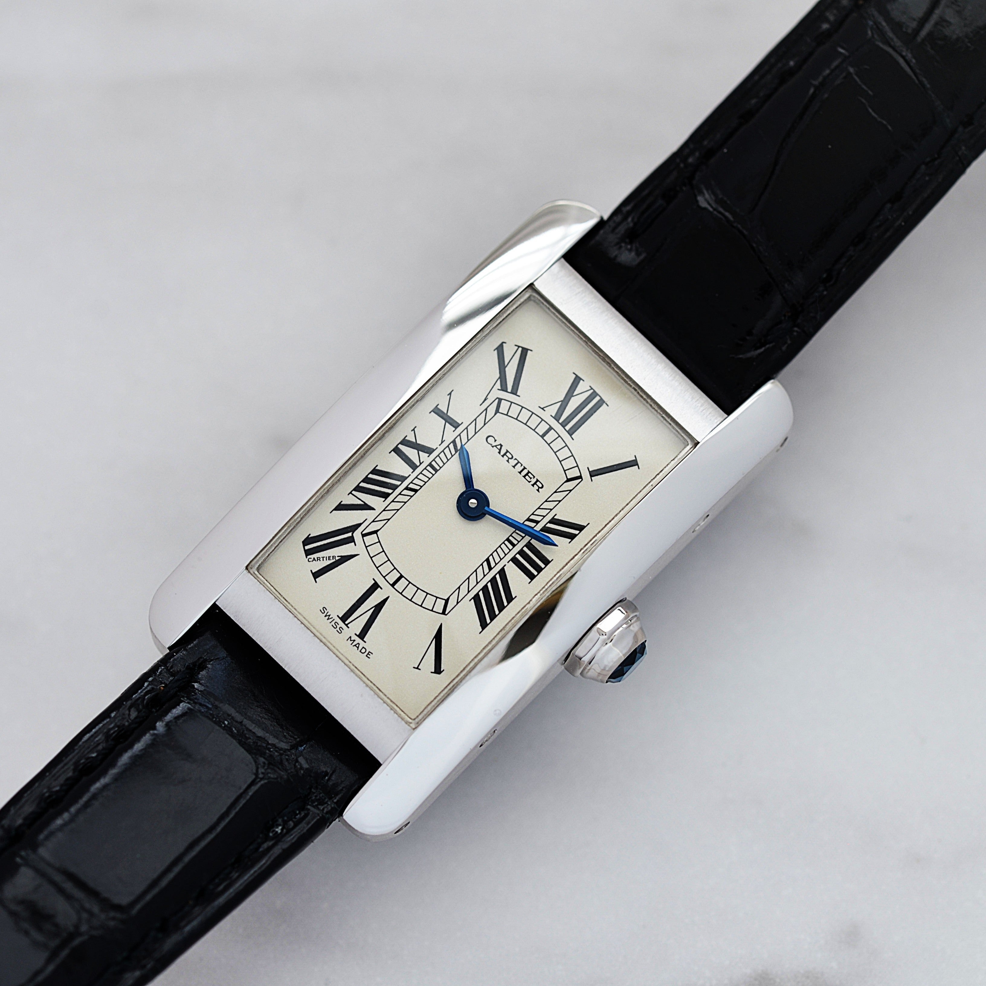 Cartier】カルティエタンクアメリカン SM 18KWG 純正18KWG尾錠付き